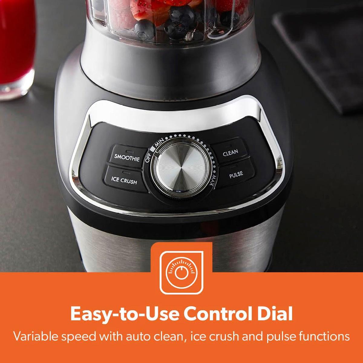 Geepas 1200W Jug Blender Smoothie Maker 1.8L BPA-Free Tritan Jar 4 Stainless Steel Blades Ice Crusher Pulse Silver/Black - Image 3