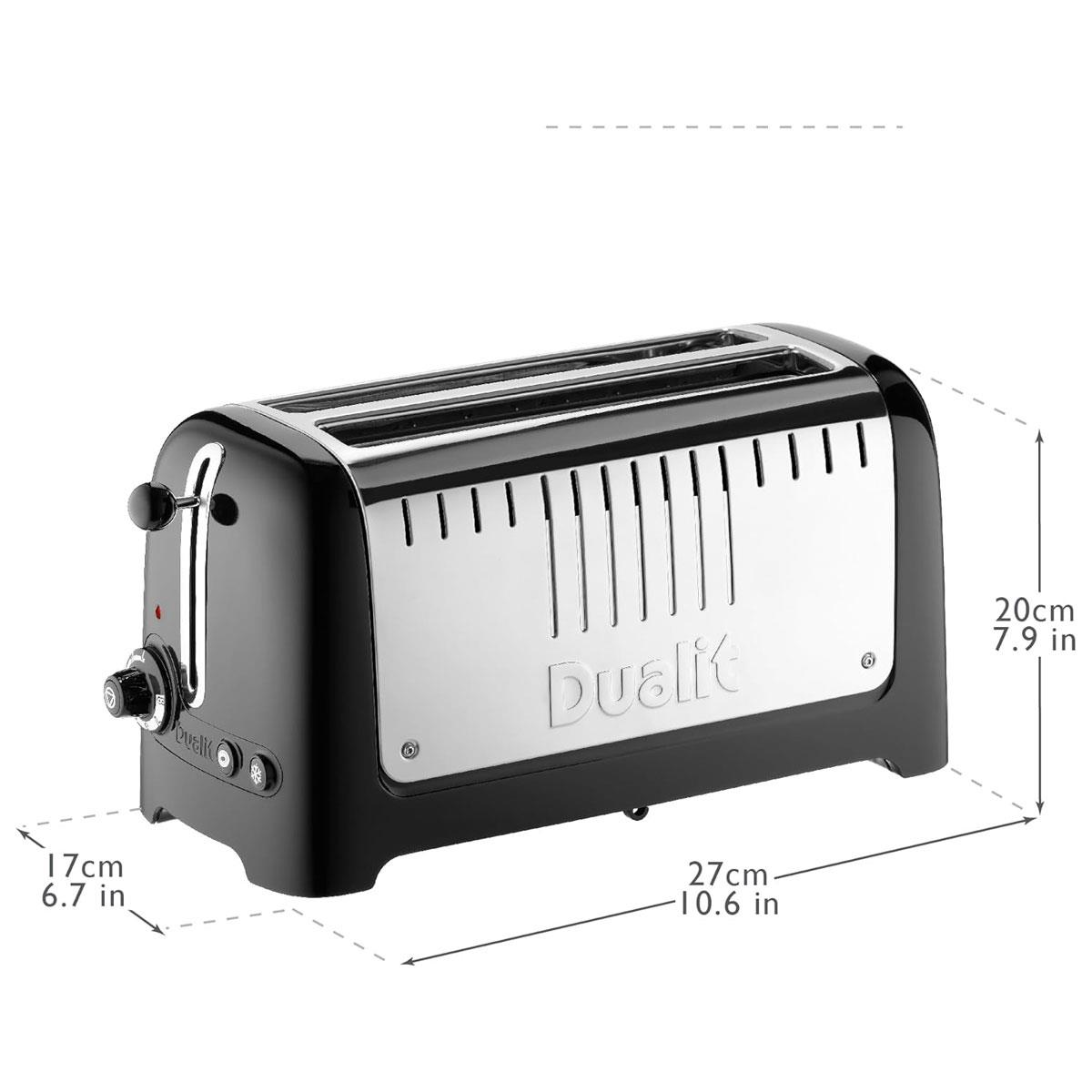 Dualit 2 Slice Long Slot Toaster 1700W High Gloss Black with Warming Rack Bagel & Defrost Functions 36mm Wide Slots - Image 2