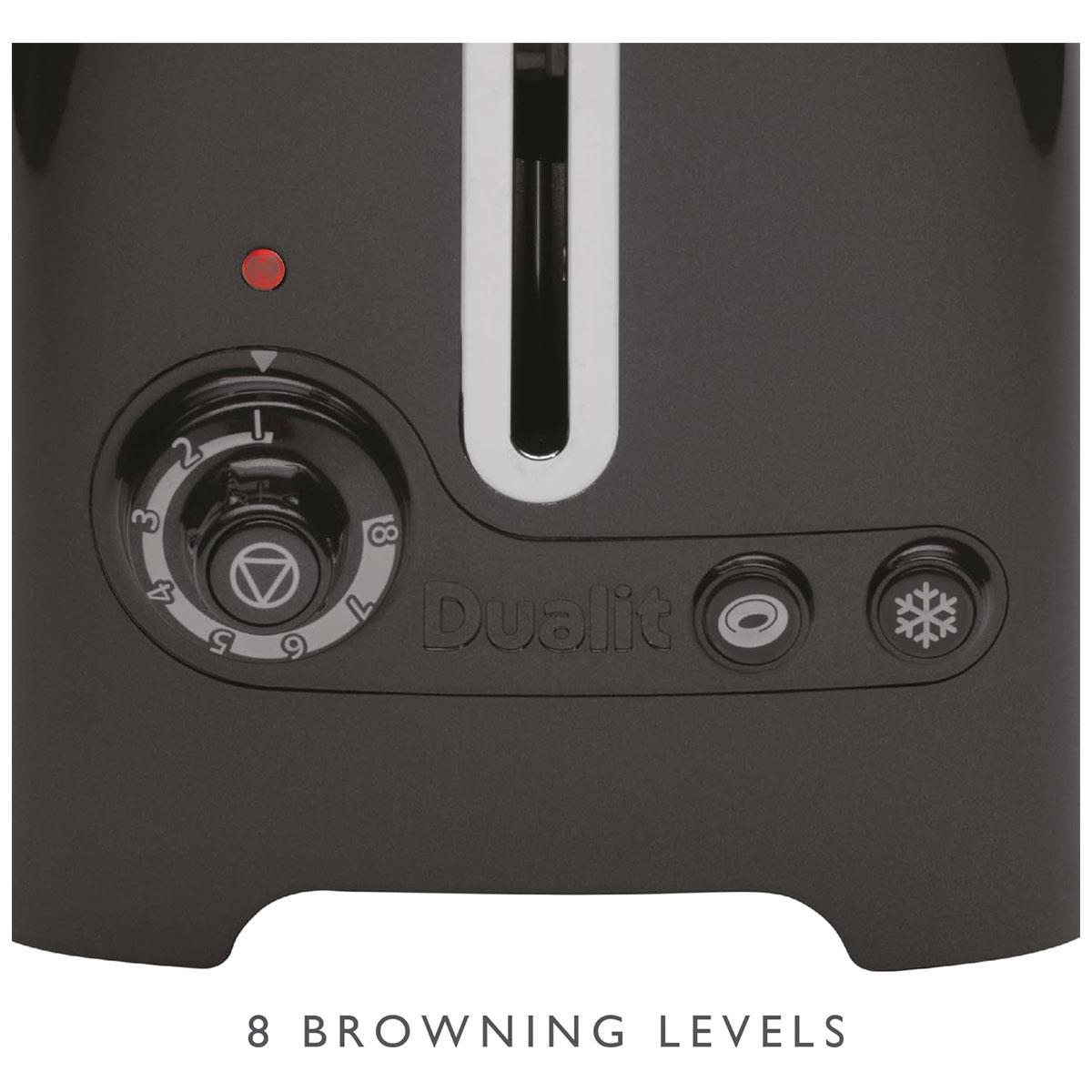 Dualit 2 Slice Long Slot Toaster 1700W High Gloss Black with Warming Rack Bagel & Defrost Functions 36mm Wide Slots - Image 7