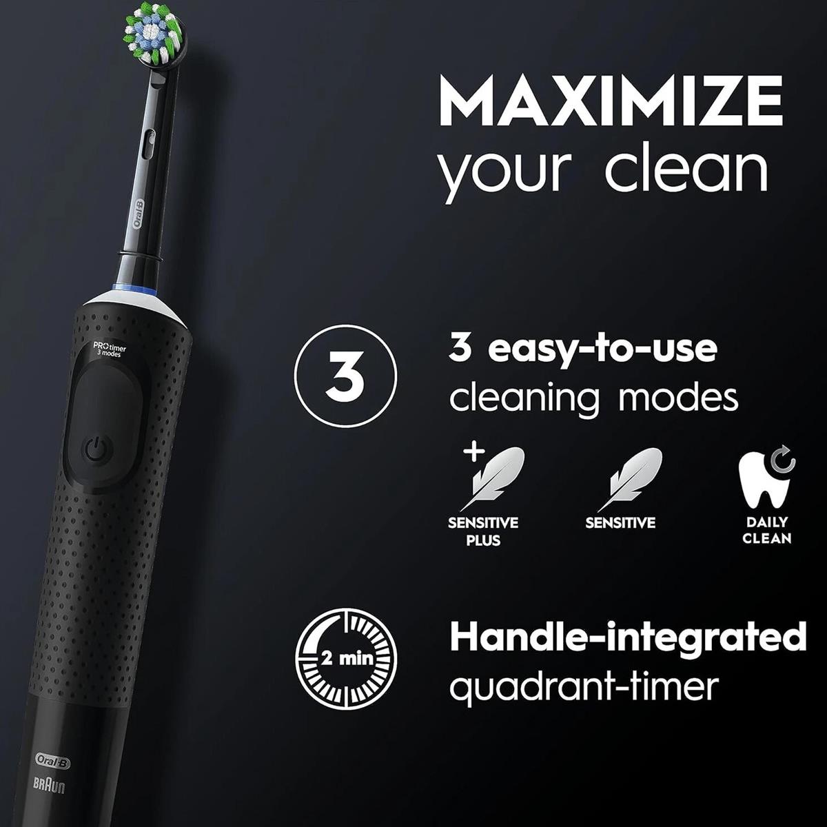 Oral B Vitality Pro Electric Rechargeable Toothbrush Black With 3 Brushing Modes And Timer - Image 3