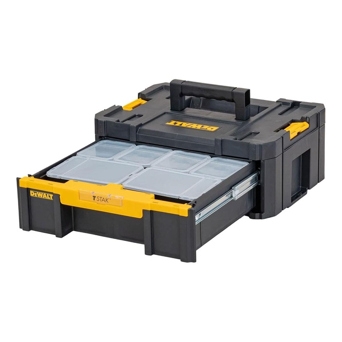 Dewalt TSTAK III Deep Drawer Tool Storage Box 7.5kg Capacity Stackable Removable Cups Yellow Black - Image 5