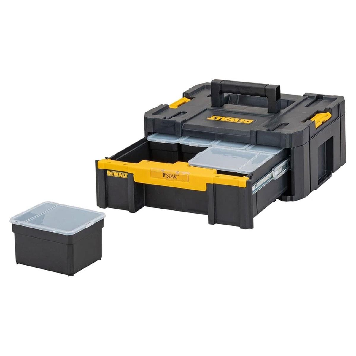 Dewalt TSTAK III Deep Drawer Tool Storage Box 7.5kg Capacity Stackable Removable Cups Yellow Black - Image 6