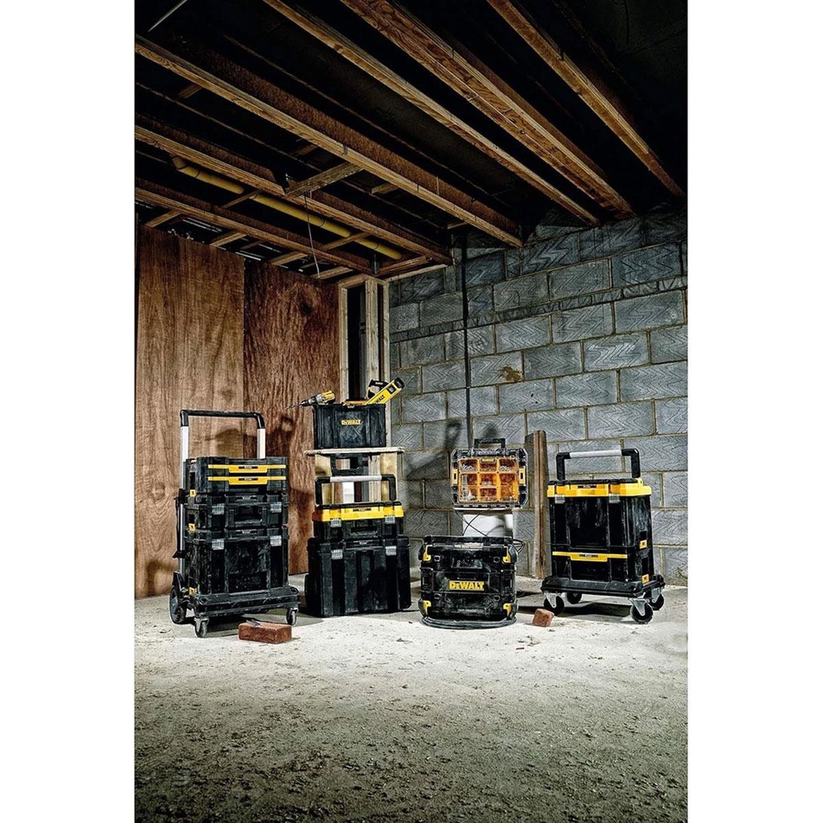 Dewalt TSTAK III Deep Drawer Tool Storage Box 7.5kg Capacity Stackable Removable Cups Yellow Black - Image 9