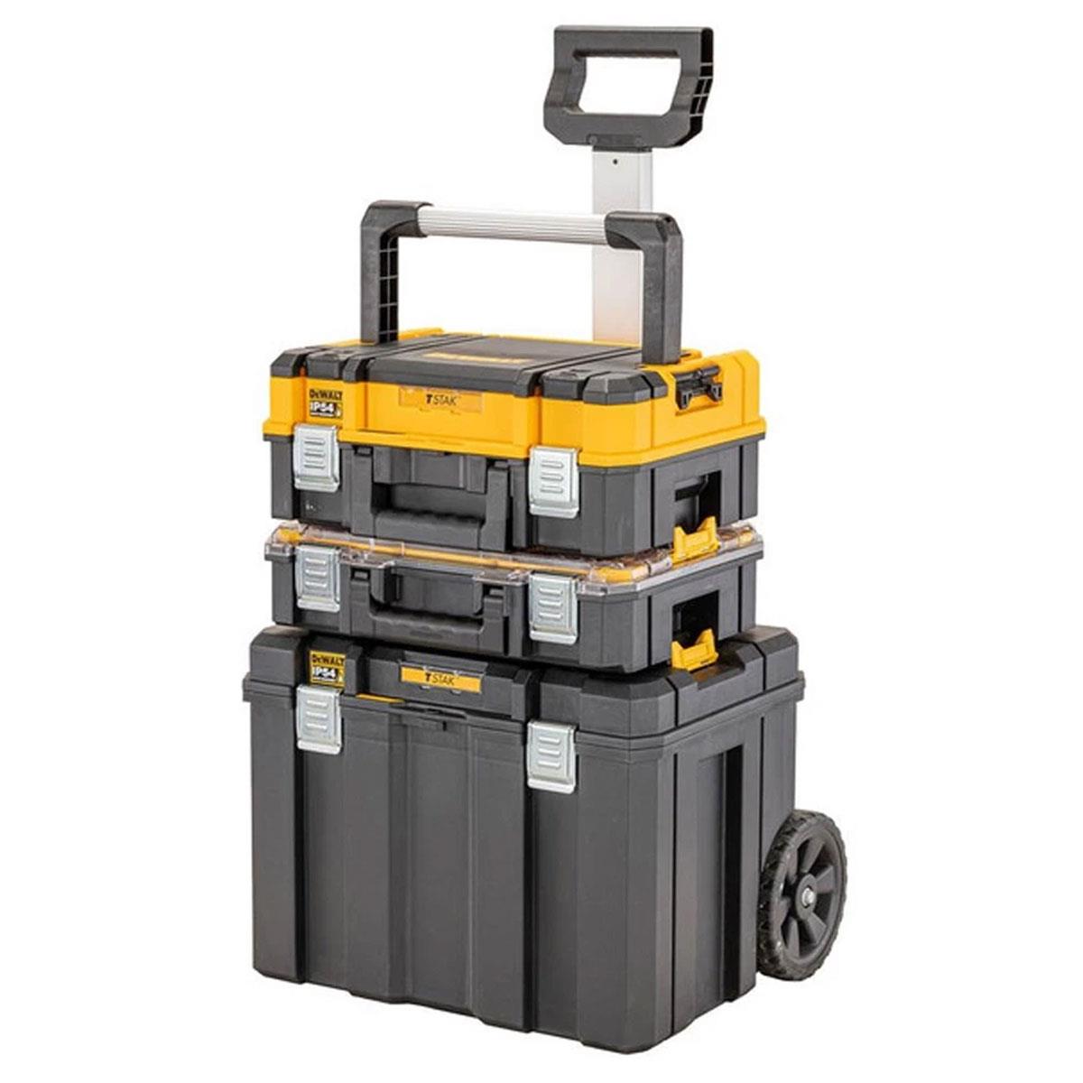 Dewalt TSTAK 2.0 Mobile Tool Storage Box Bundle 50kg IP54 Stackable with Wheels Organiser Cases