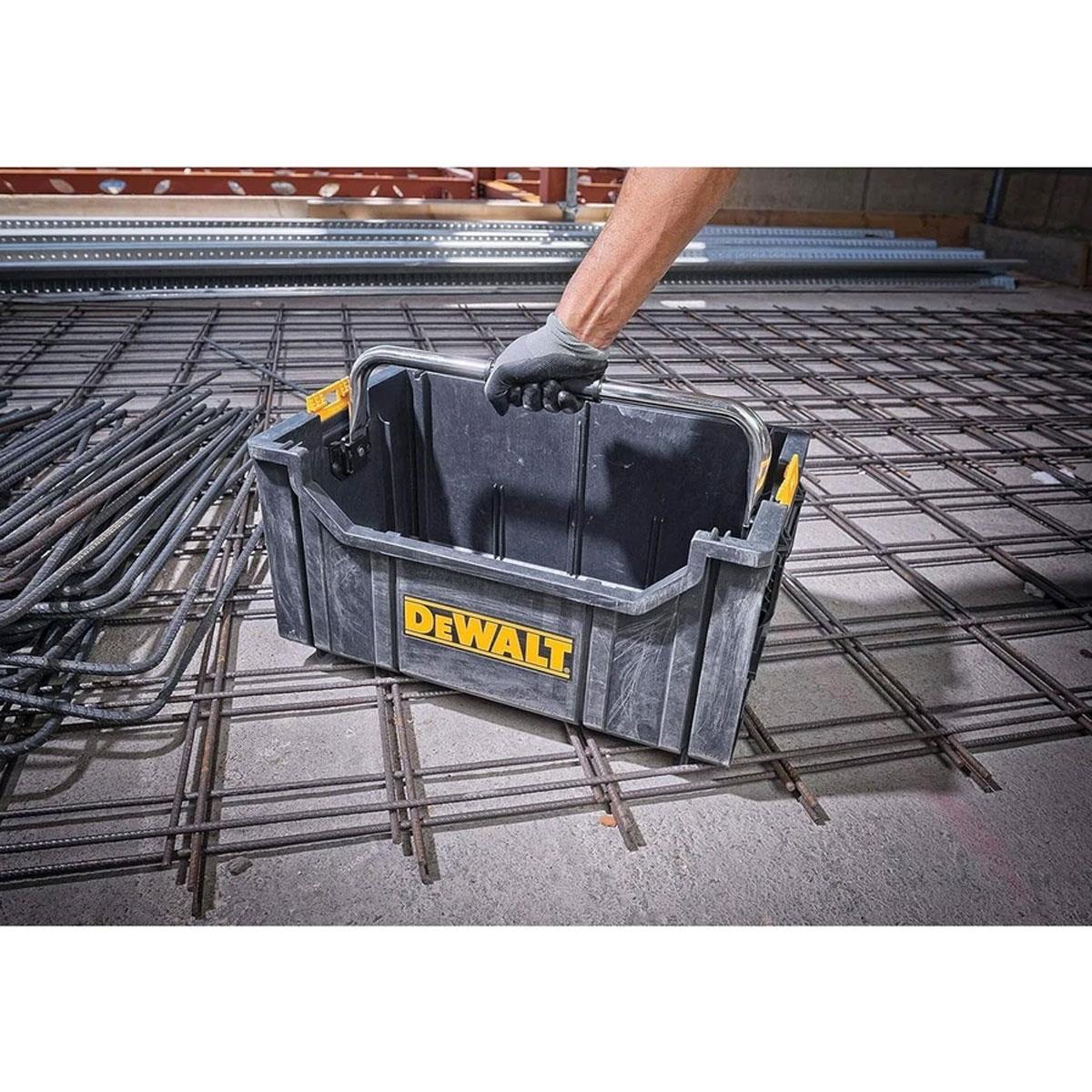Dewalt ToughSystem DS280 Open Storage Tote with Handle 29.5kg Capacity Stackable Modular Tool Box - Image 2