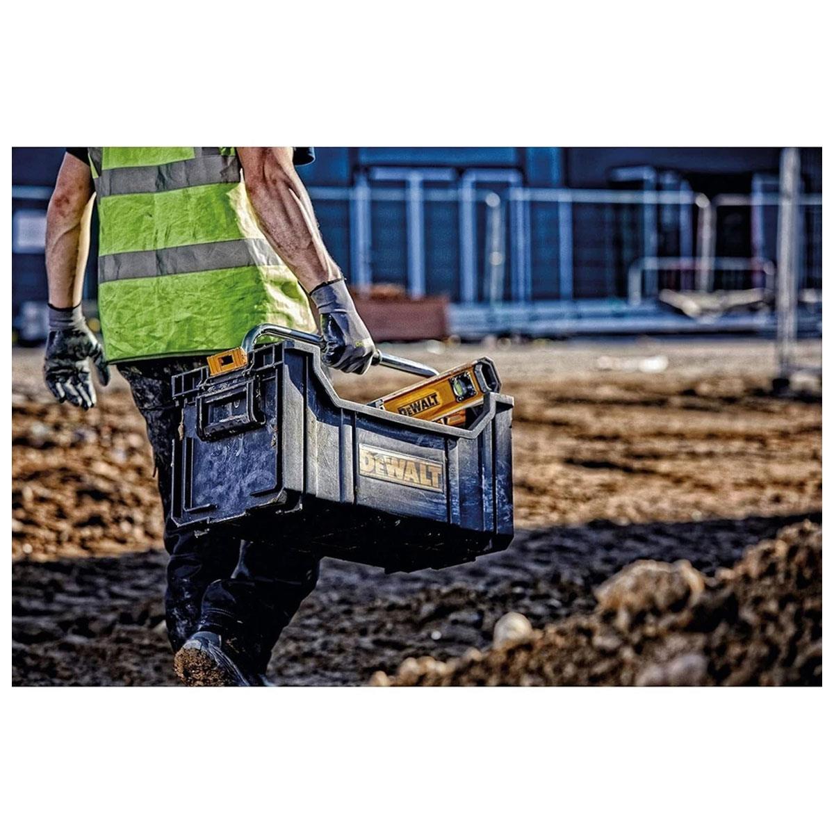 Dewalt ToughSystem DS280 Open Storage Tote with Handle 29.5kg Capacity Stackable Modular Tool Box - Image 6