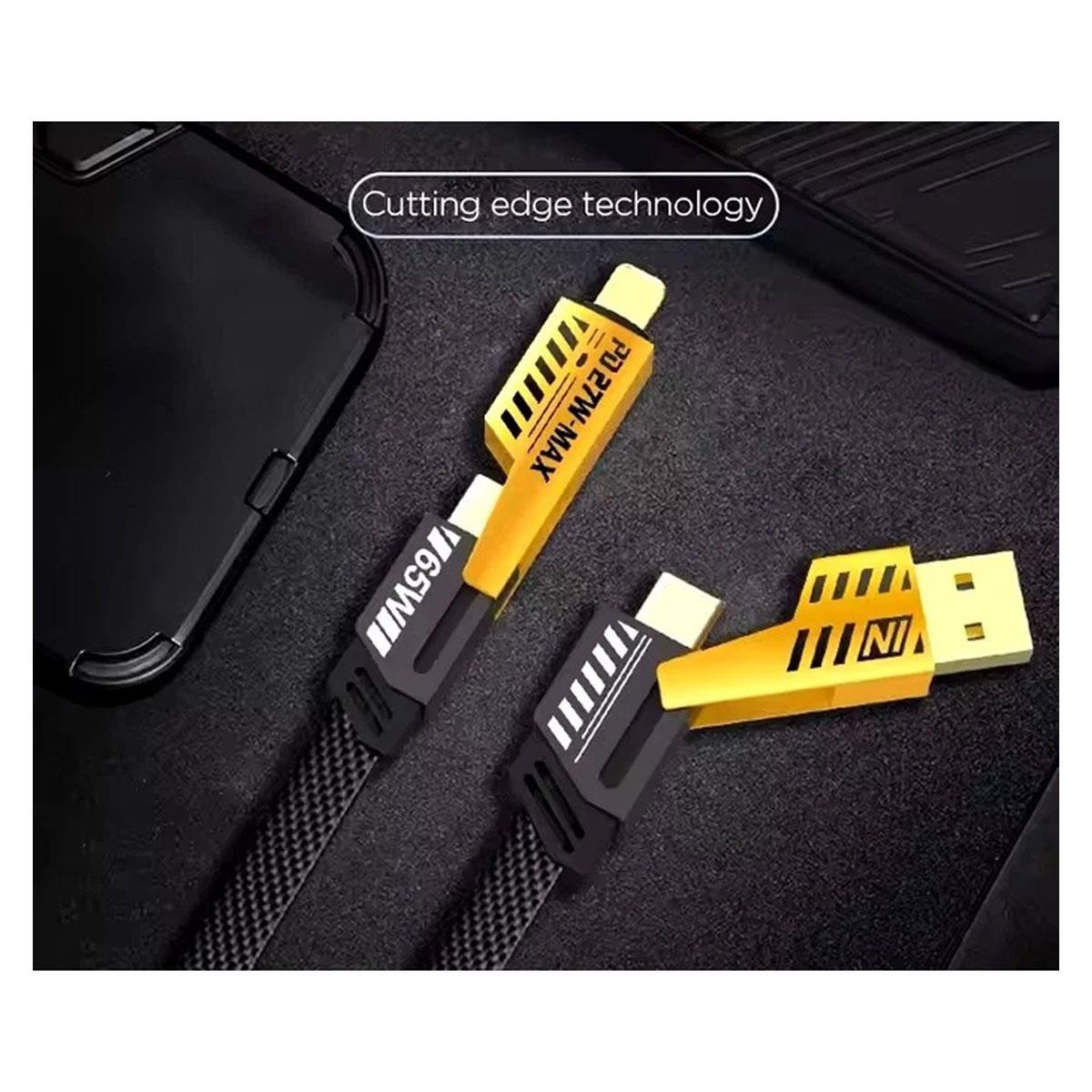 Generic 4-in-1 USB Charging Cable PD Fast Charge USB-C Lightning 1m Braided Multi-Connector - Image 8