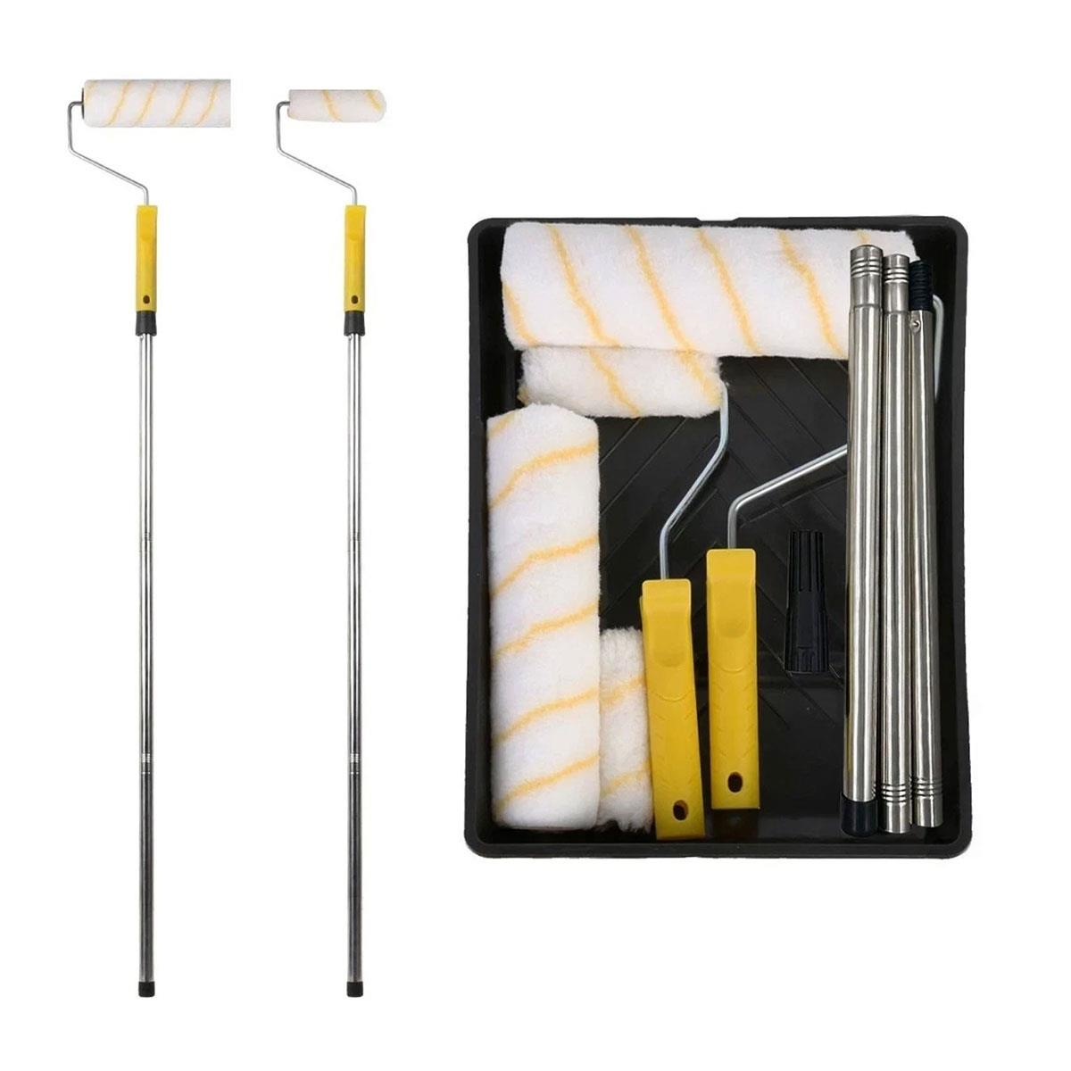 Generic Paint Roller Set with Extension Pole Paint Tray Brush and Roller Sleeves for Walls & Ceilings