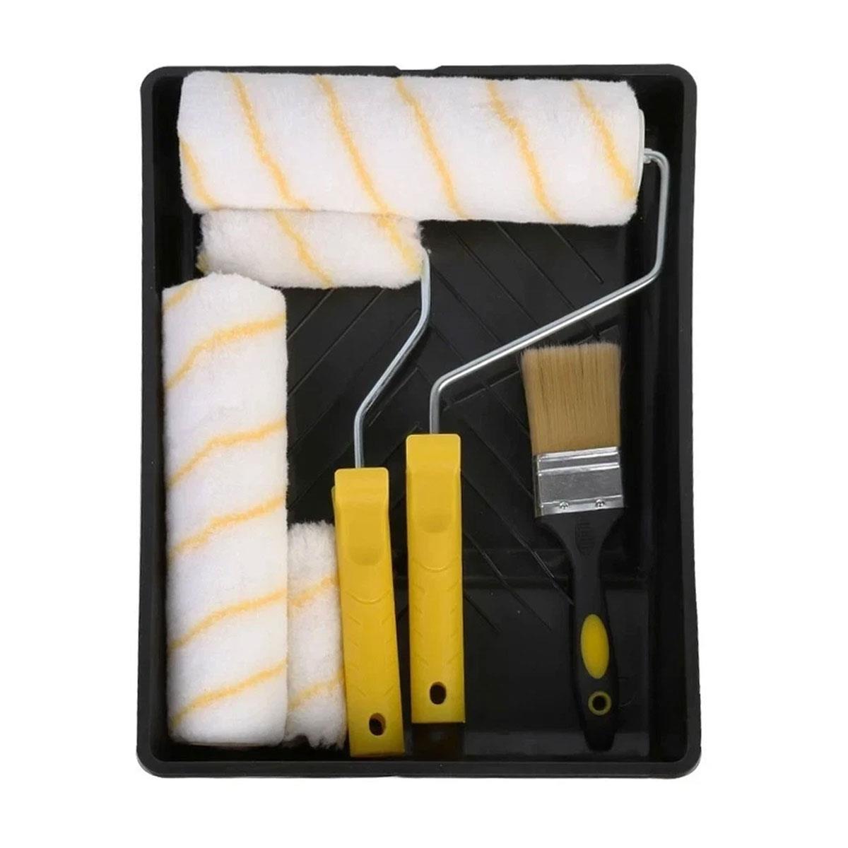 Generic Paint Roller Set with Extension Pole Paint Tray Brush and Roller Sleeves for Walls & Ceilings - Image 2