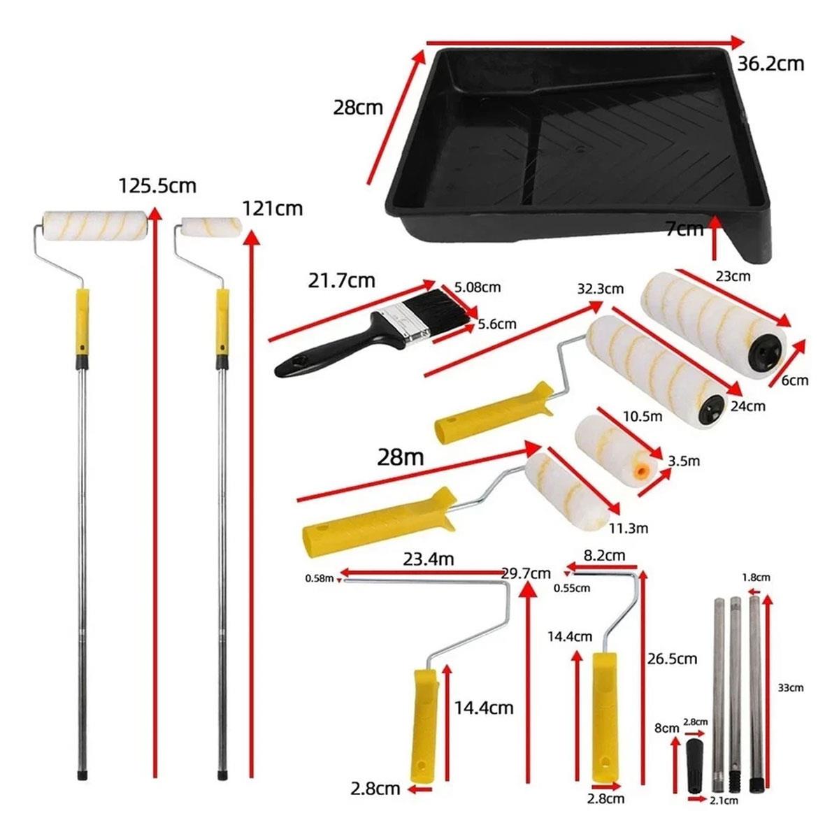 Generic Paint Roller Set with Extension Pole Paint Tray Brush and Roller Sleeves for Walls & Ceilings - Image 3