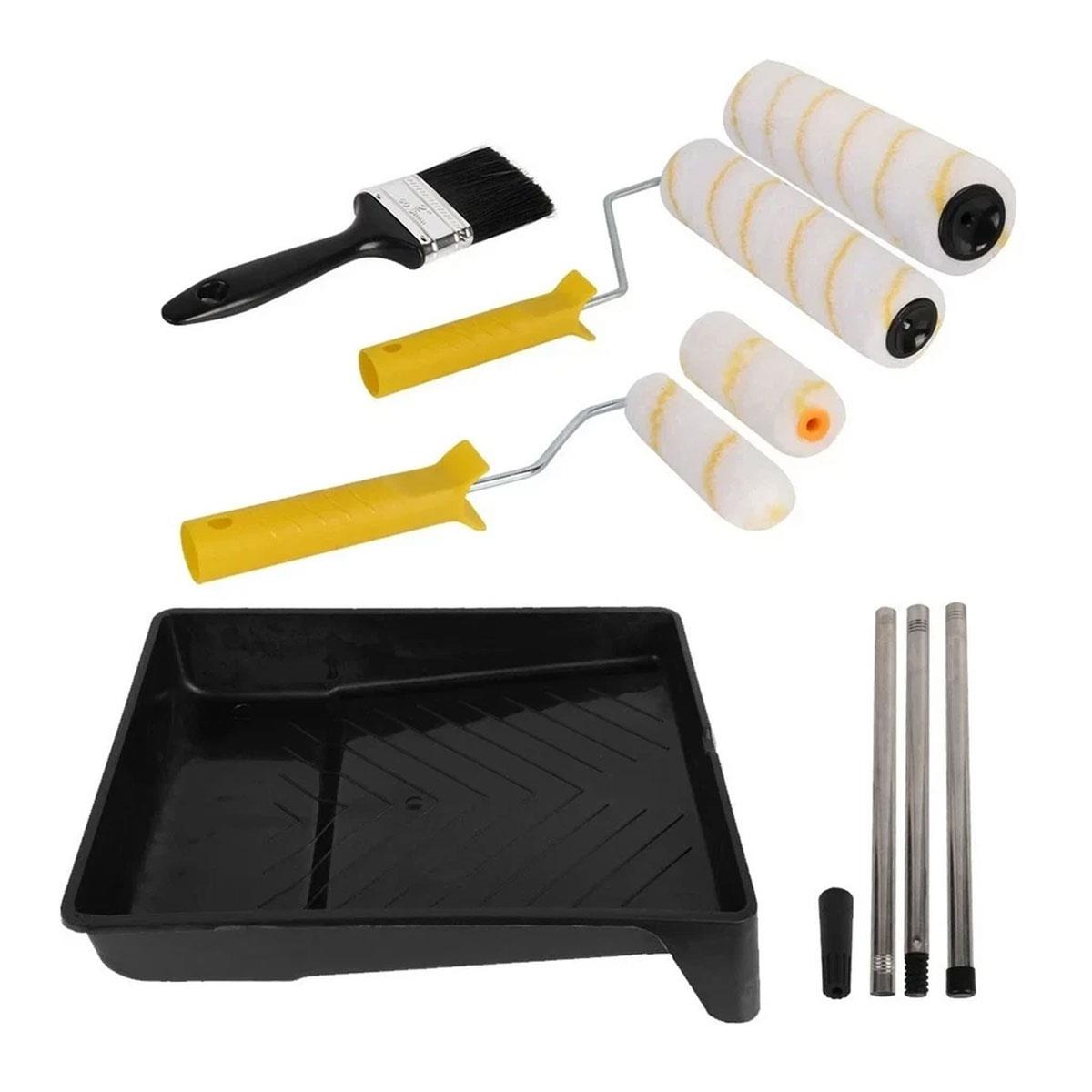 Generic Paint Roller Set with Extension Pole Paint Tray Brush and Roller Sleeves for Walls & Ceilings - Image 8