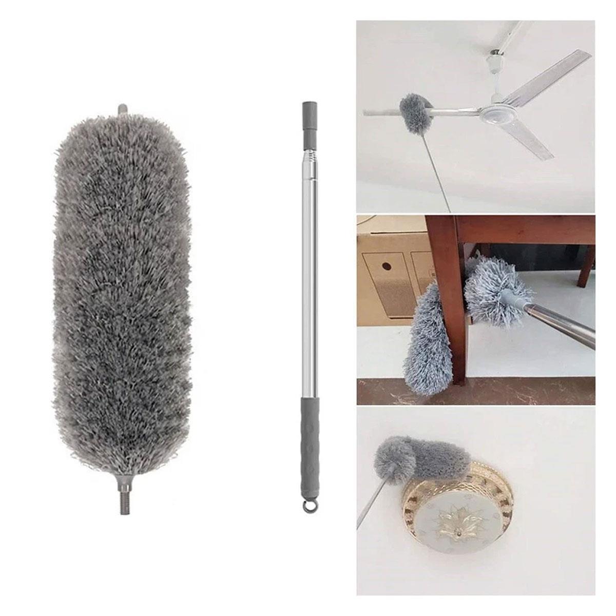Generic Telescopic Microfiber Duster 80–280cm Long Reach with 360° Bendable Head for Ceiling Walls & Cobwebs Grey - Image 4