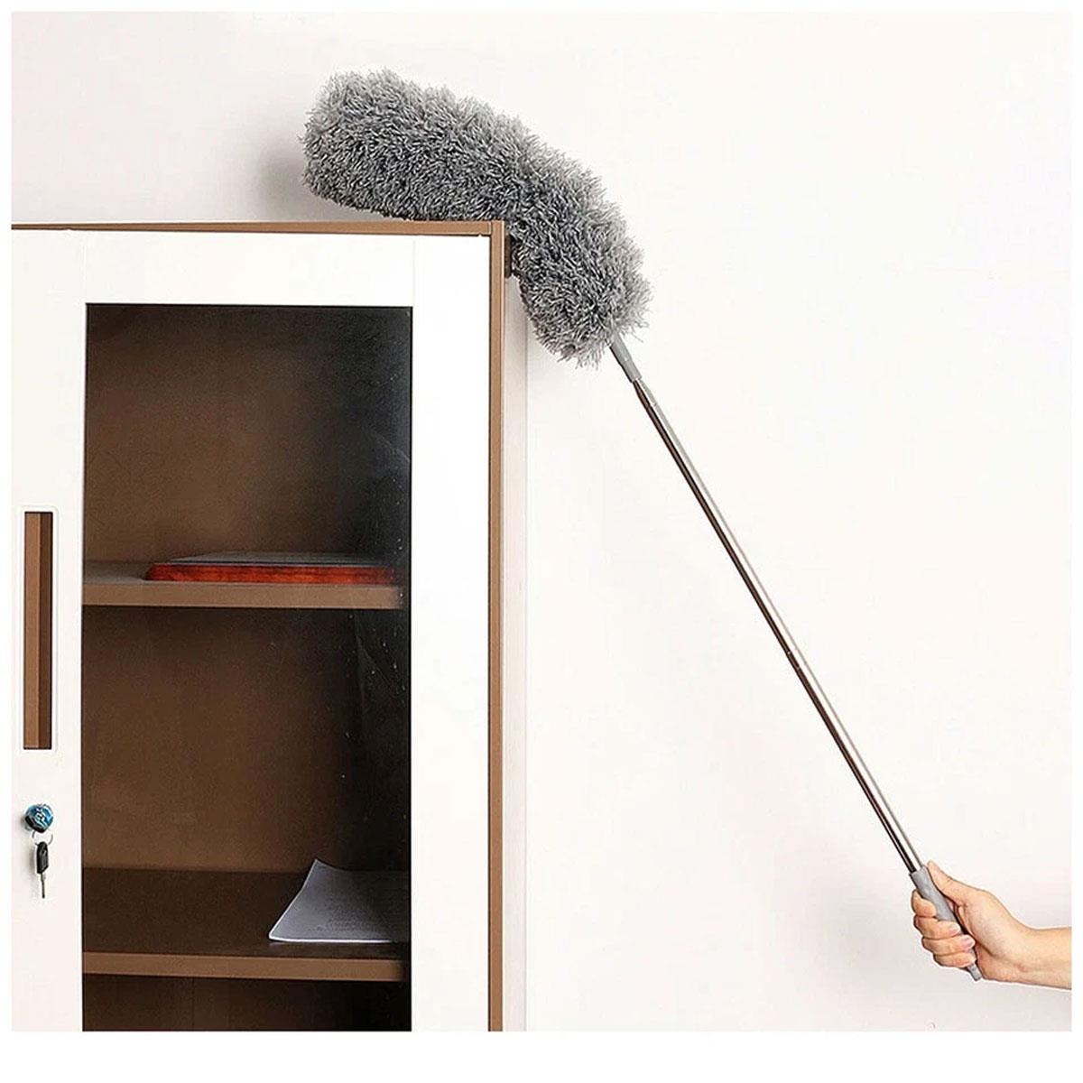 Generic Telescopic Microfiber Duster 80–280cm Long Reach with 360° Bendable Head for Ceiling Walls & Cobwebs Grey - Image 6