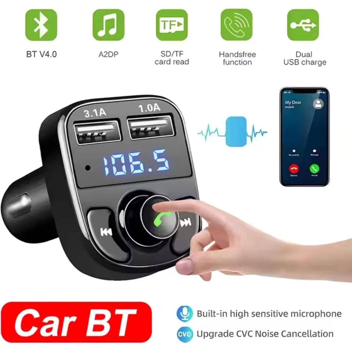 HTG Bluetooth 5.3 FM Transmitter Car Charger 20W PD QC3.0 Dual USB MP3 Hands-Free Black - Image 2