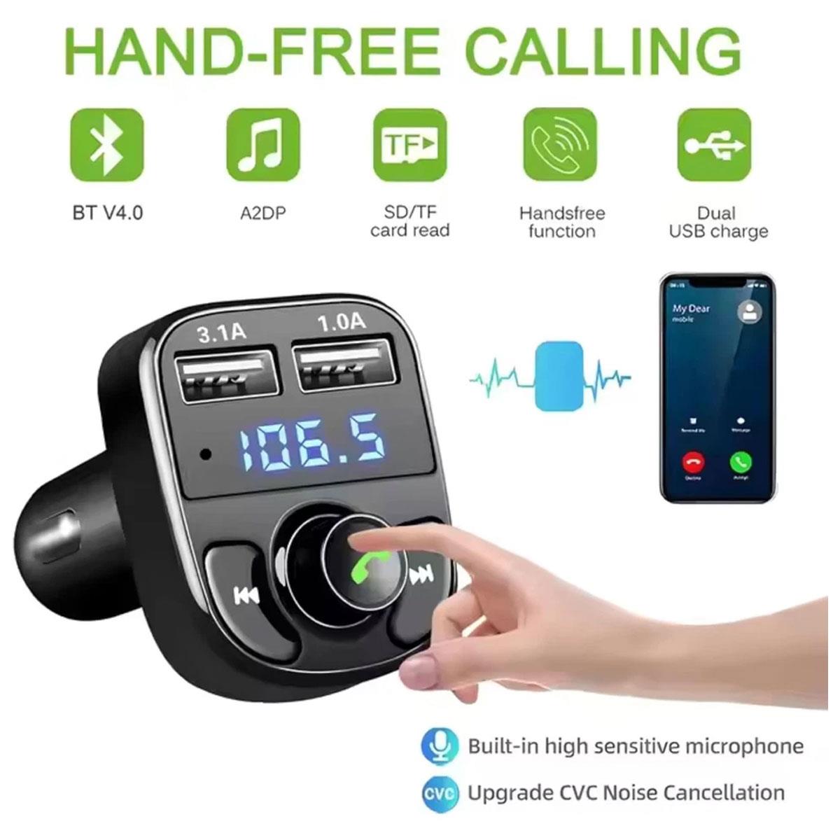 HTG Bluetooth 5.3 FM Transmitter Car Charger 20W PD QC3.0 Dual USB MP3 Hands-Free Black - Image 3