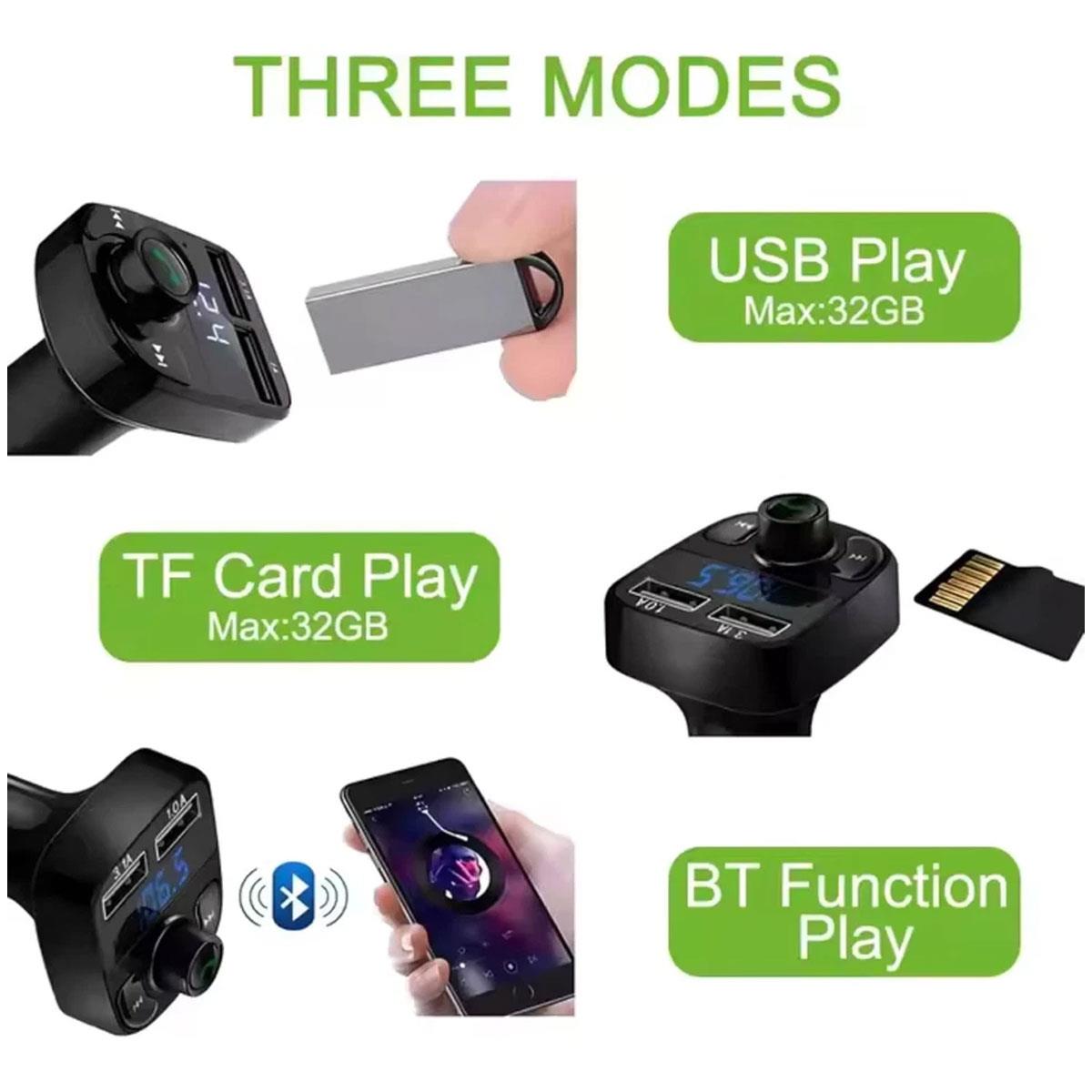 HTG Bluetooth 5.3 FM Transmitter Car Charger 20W PD QC3.0 Dual USB MP3 Hands-Free Black - Image 6