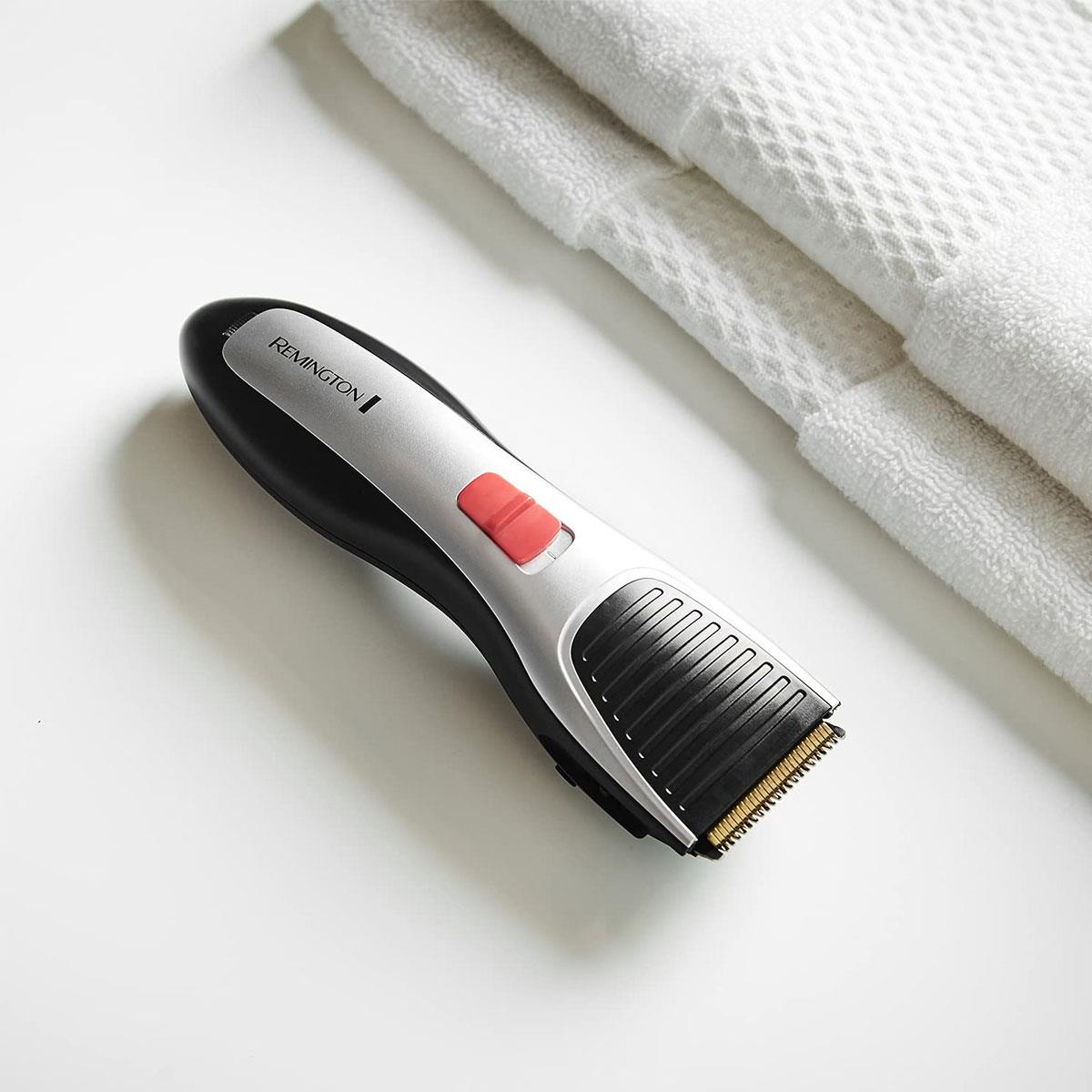Remington Titanium Hair Clippers Cordless/Corded Grey/Black with 2 Combs Scissors Barber Comb & Travel Case - Image 3