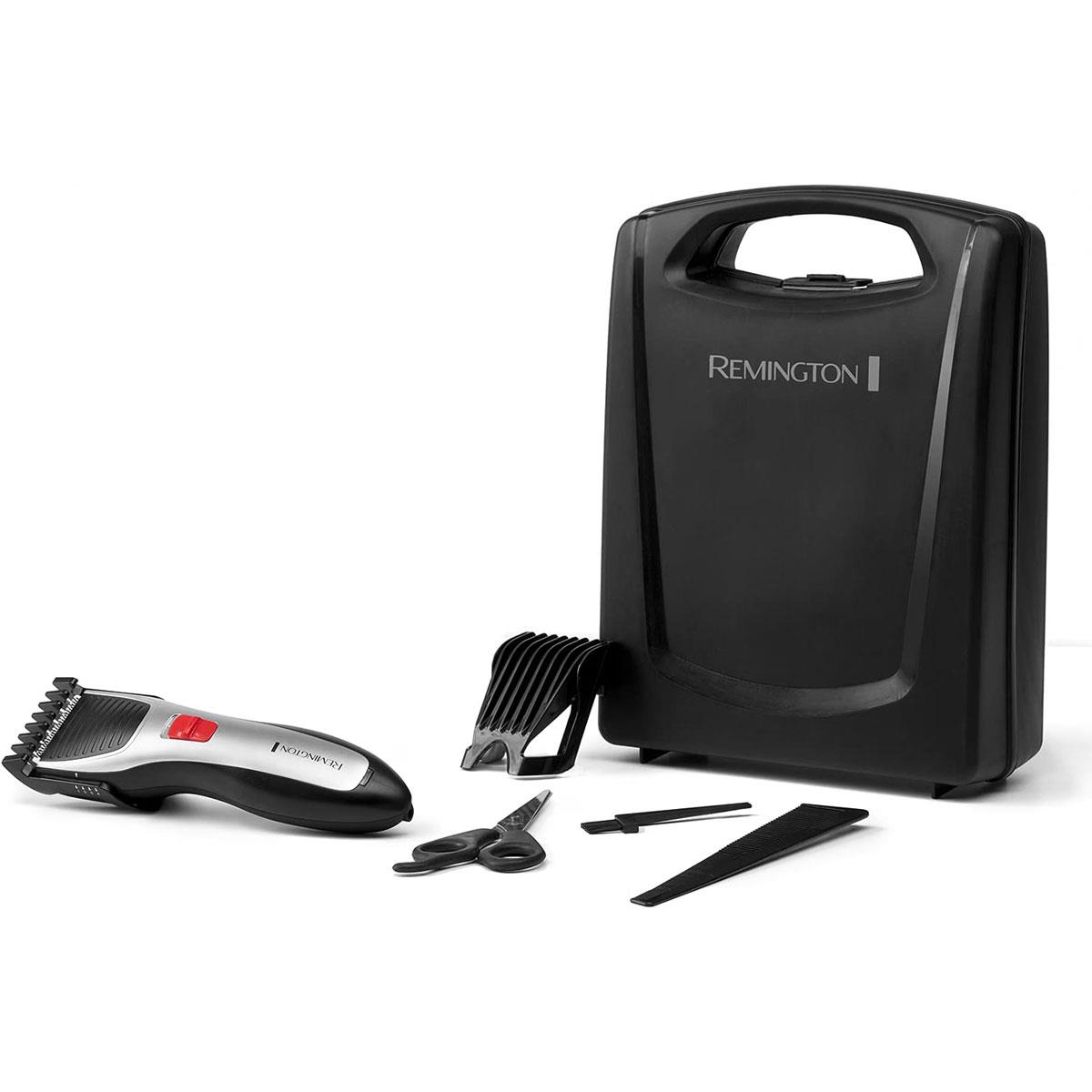 Remington Titanium Hair Clippers Cordless/Corded Grey/Black with 2 Combs Scissors Barber Comb & Travel Case - Image 4