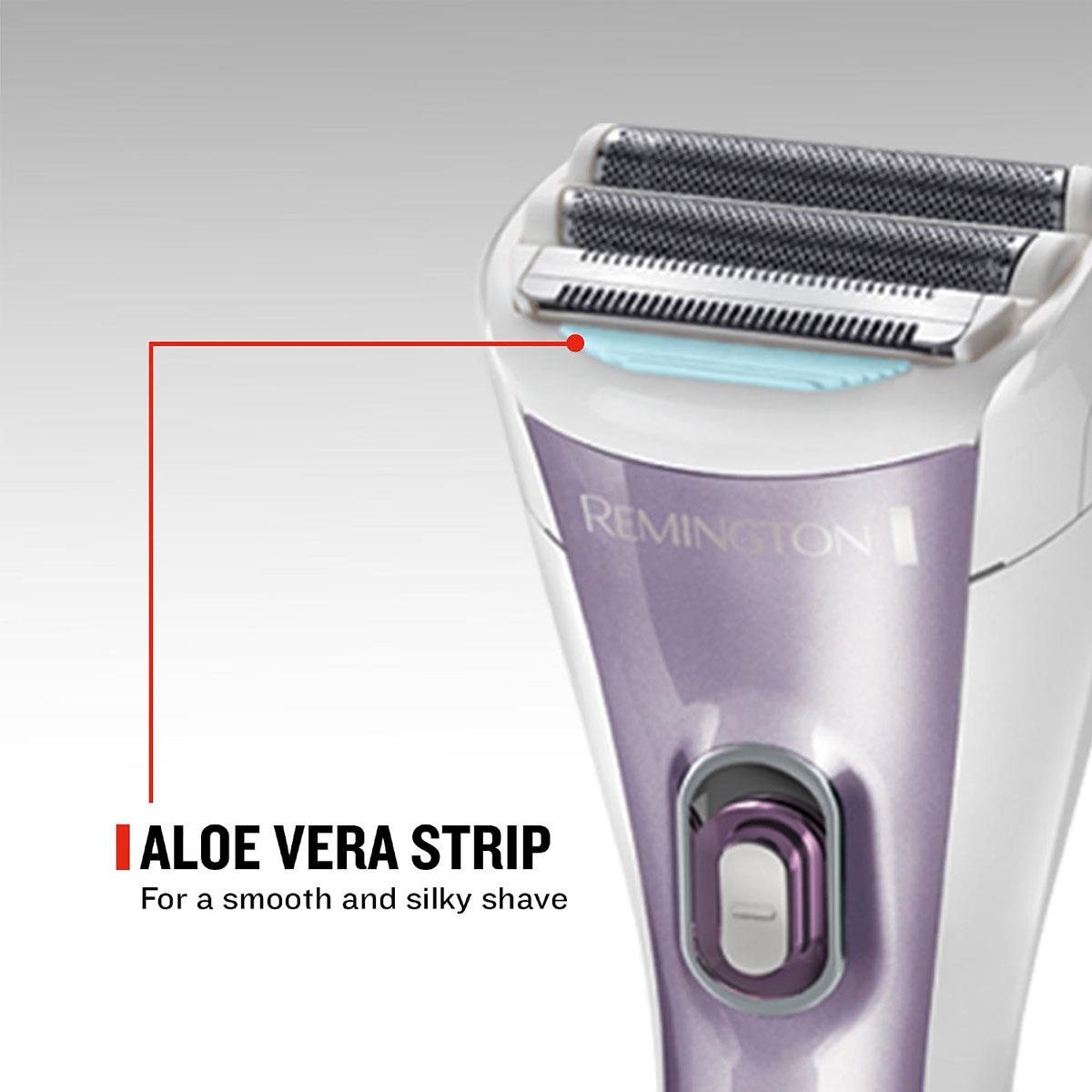 Remington Cordless Wet and Dry Lady Shaver Double Foil Electric Razor with Bikini Attachment Comb Guard and Charging Stand Purple - Image 6