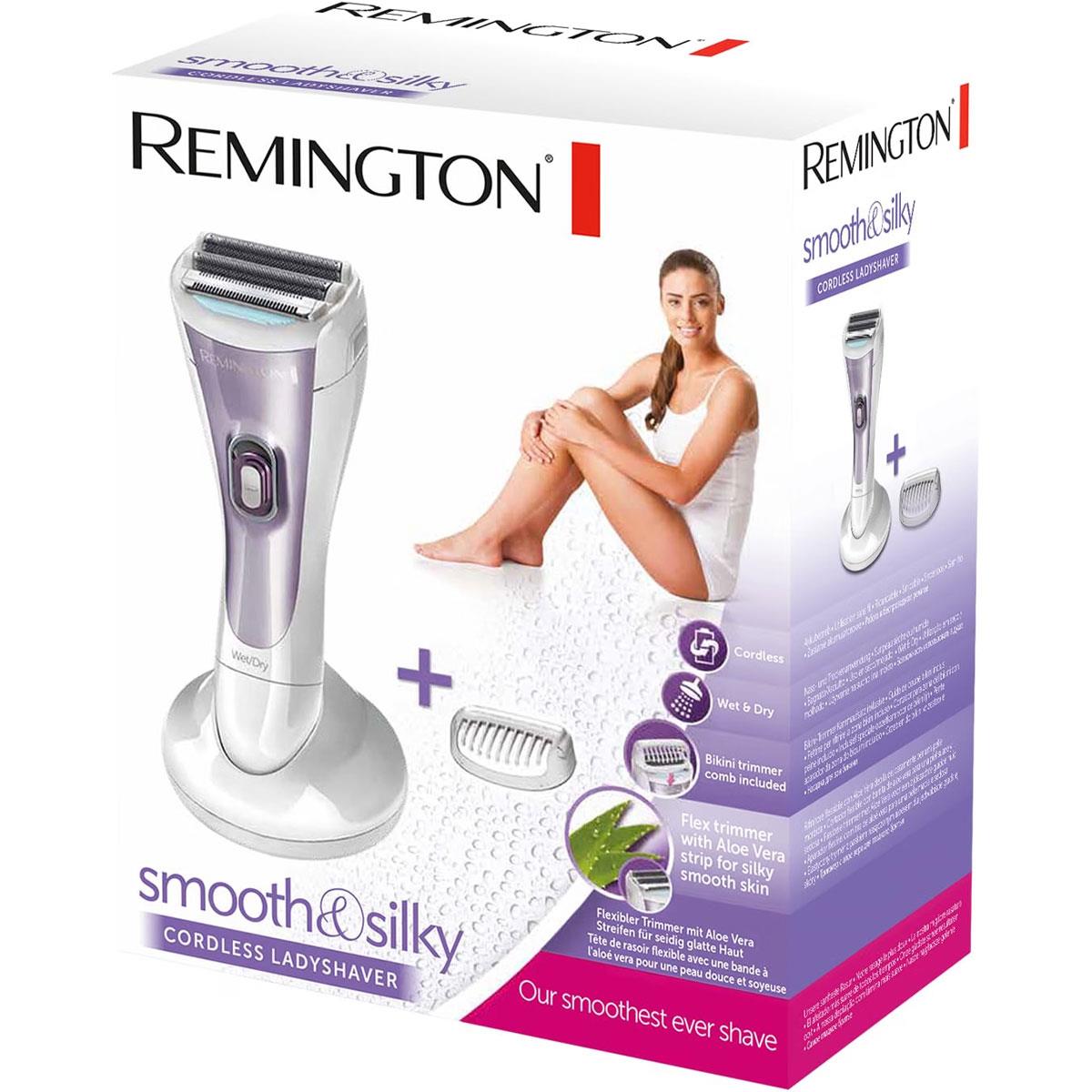 Remington Cordless Wet and Dry Lady Shaver Double Foil Electric Razor with Bikini Attachment Comb Guard and Charging Stand Purple - Image 8