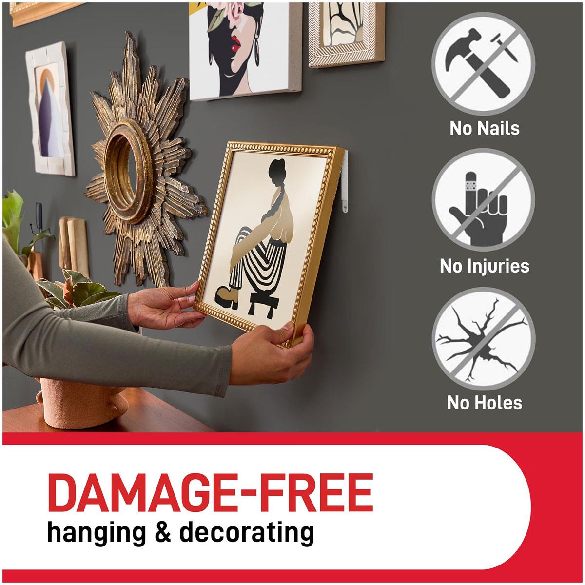3M Command Picture Hanging Strips Large 12 Pairs White Damage-Free Adhesive Hangers 24 Strips 7kg - Image 3