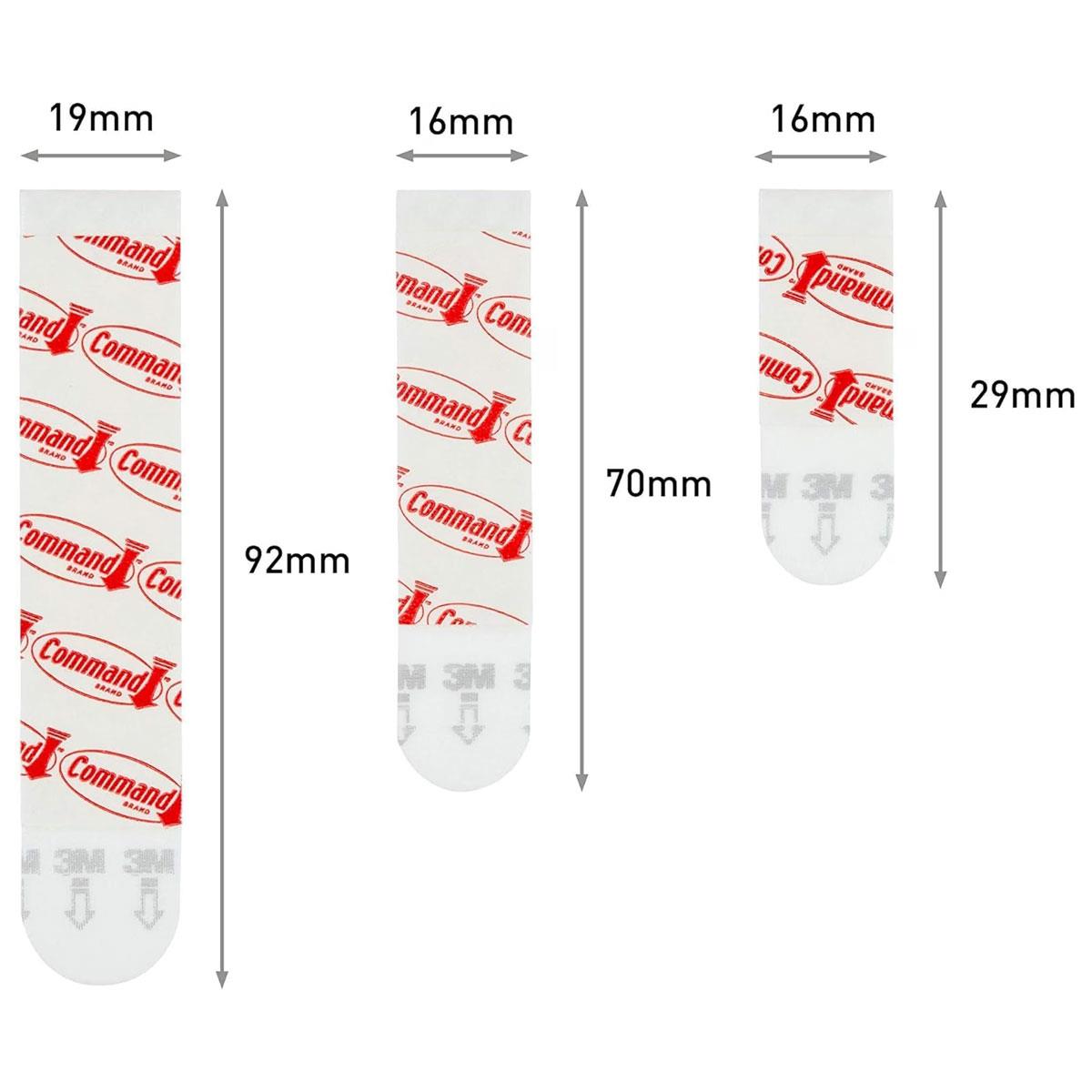 3M Command Assorted Refill Strips 16 Pack Small Medium Large White Damage-Free Hanging Up to 4.4kg - Image 3
