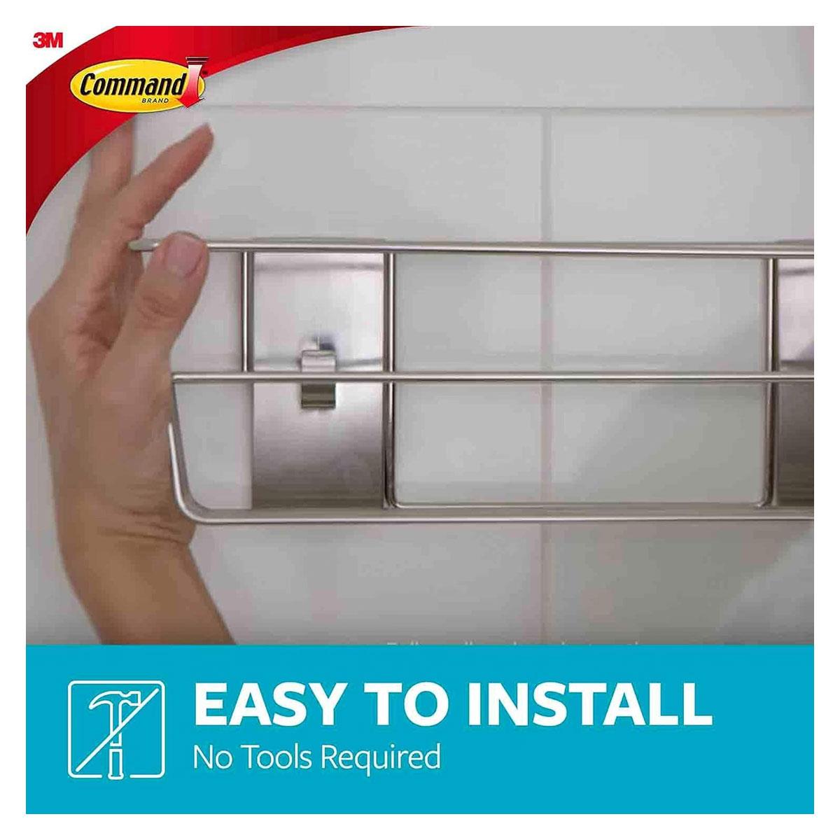 3M Command Bath Shower Caddy Satin Nickel with 4 Water-Resistant Strips 3kg Capacity No Drill - Image 6
