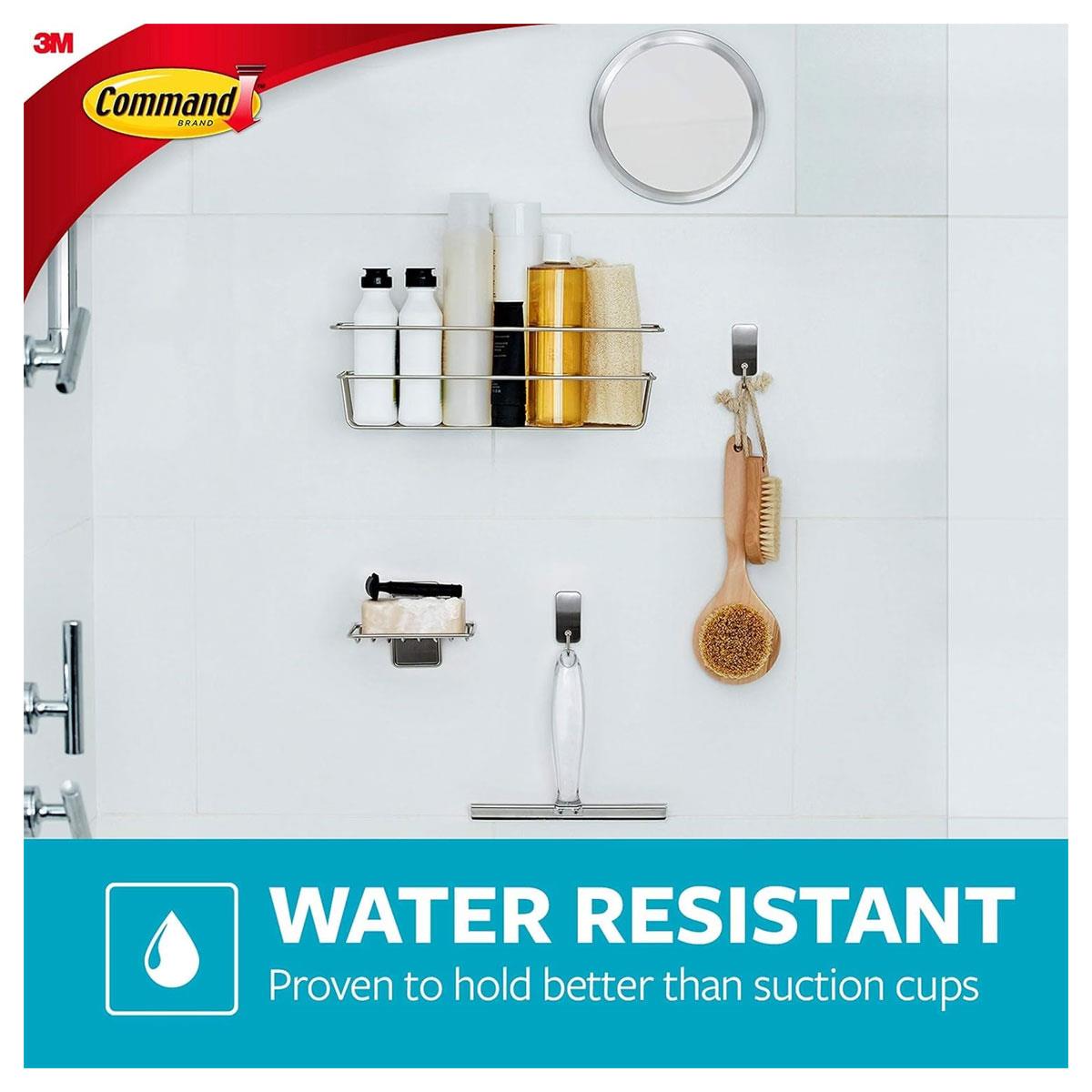 3M Command Bath Shower Caddy Satin Nickel with 4 Water-Resistant Strips 3kg Capacity No Drill - Image 8