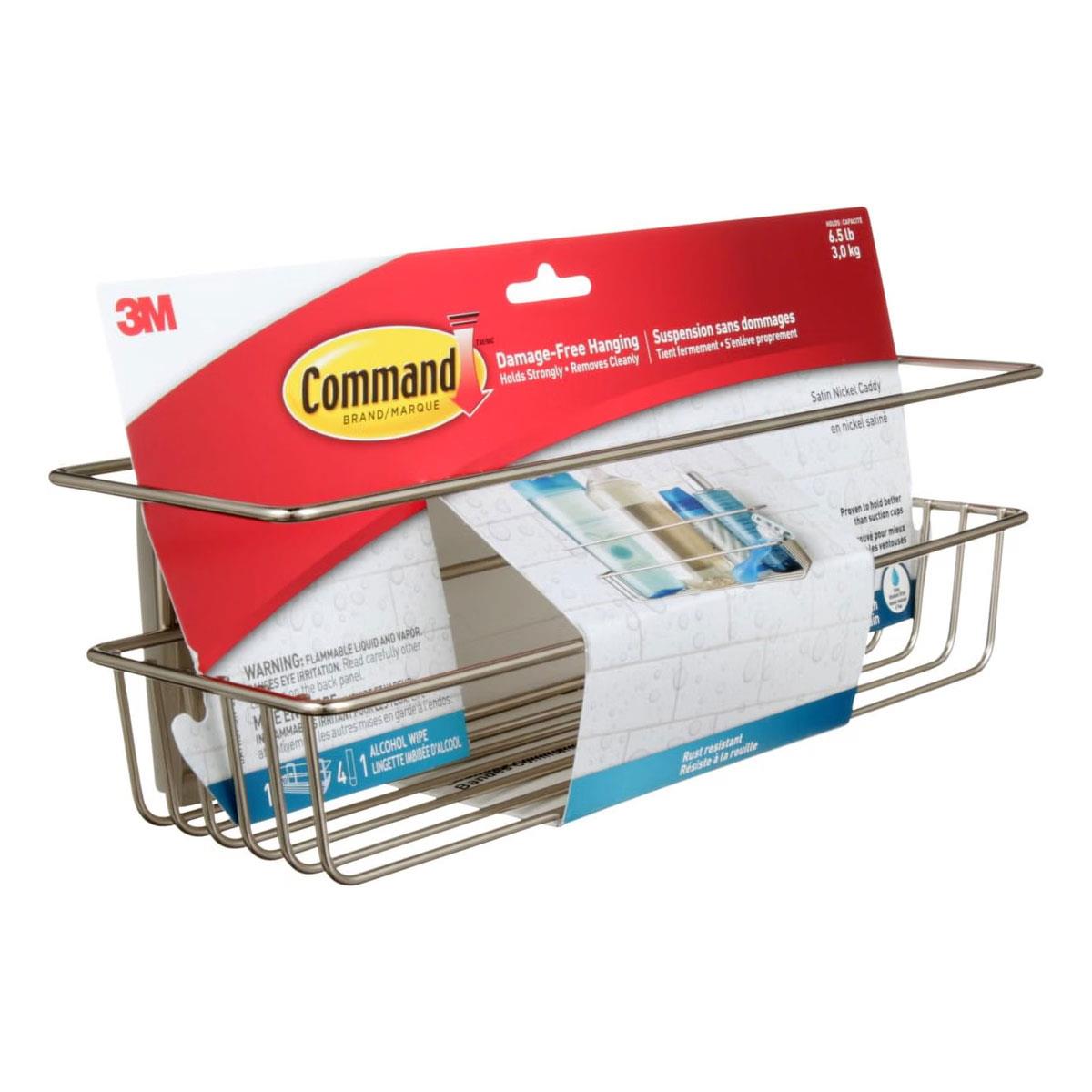 3M Command Bath Shower Caddy Satin Nickel with 4 Water-Resistant Strips 3kg Capacity No Drill - Image 16