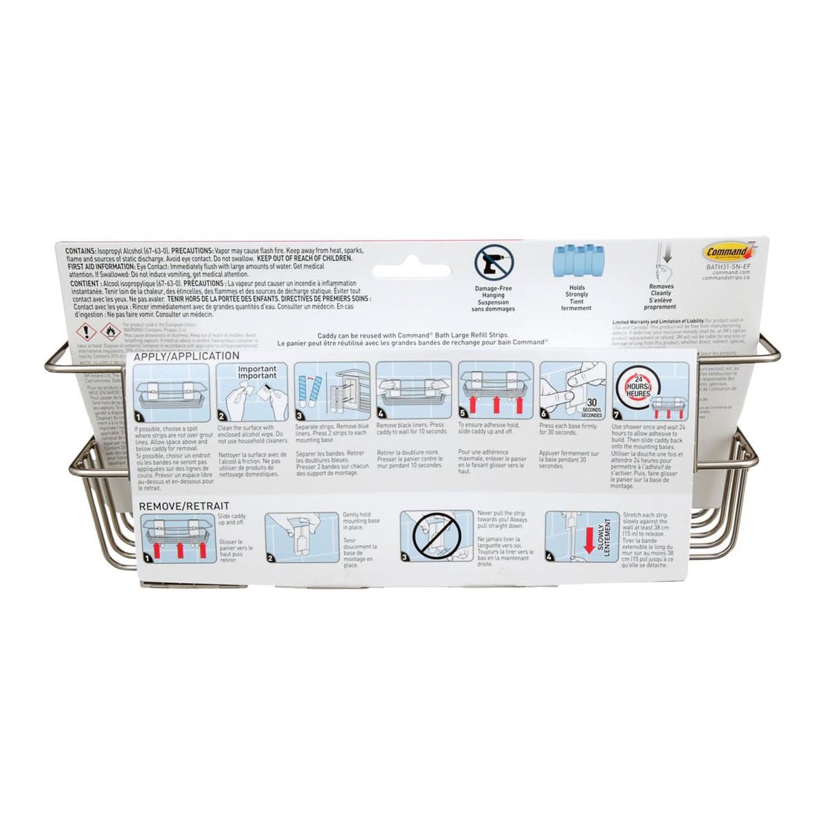 3M Command Bath Shower Caddy Satin Nickel with 4 Water-Resistant Strips 3kg Capacity No Drill - Image 17