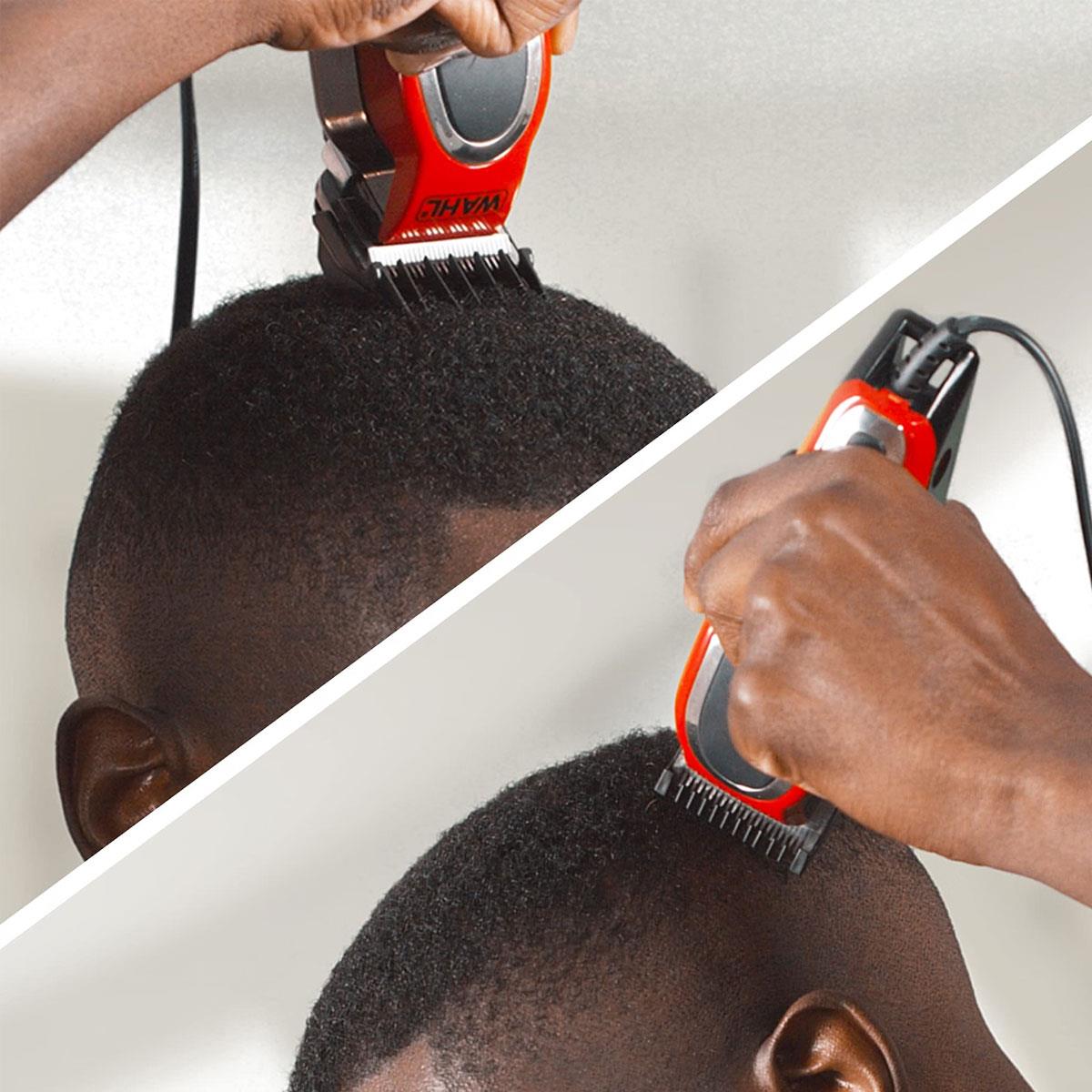 Wahl Fade Pro Hair Clipper Corded Xtreme Fade Blade 11 Combs 0.8-25mm Black/Red - Image 5