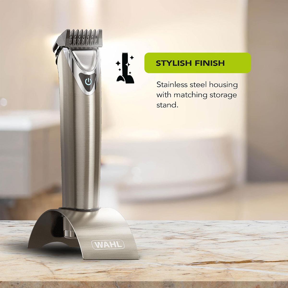 Wahl Stainless Steel Stubble & Beard Trimmer Lithium Ion Rechargeable 20 Combs Silver 0.5–25mm - Image 3