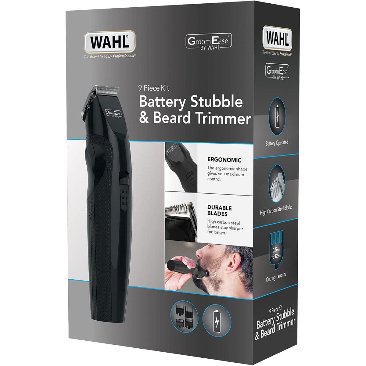 Wahl GroomEase Battery Stubble and Beard Trimmer Cordless Mens Facial Hair Clipper Kit with 6 Position Guide Comb and Storage Stand Black - Image 5