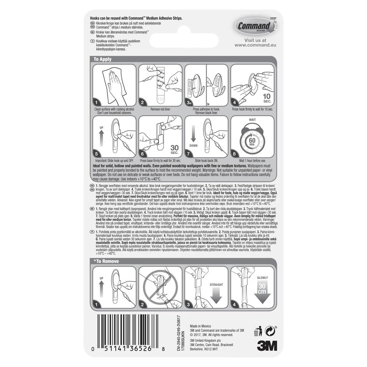 3M Command Terrace Hooks Medium Slate 2 Hooks with 4 Medium Adhesive Strips 1.3kg Holding Power - Image 15