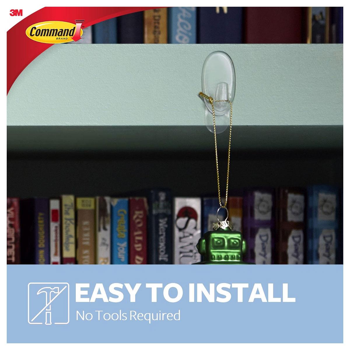 3M Command Small Hooks Clear 2 Hooks with 4 Adhesive Strips 450g Holding Power Indoor Wall Mount - Image 7