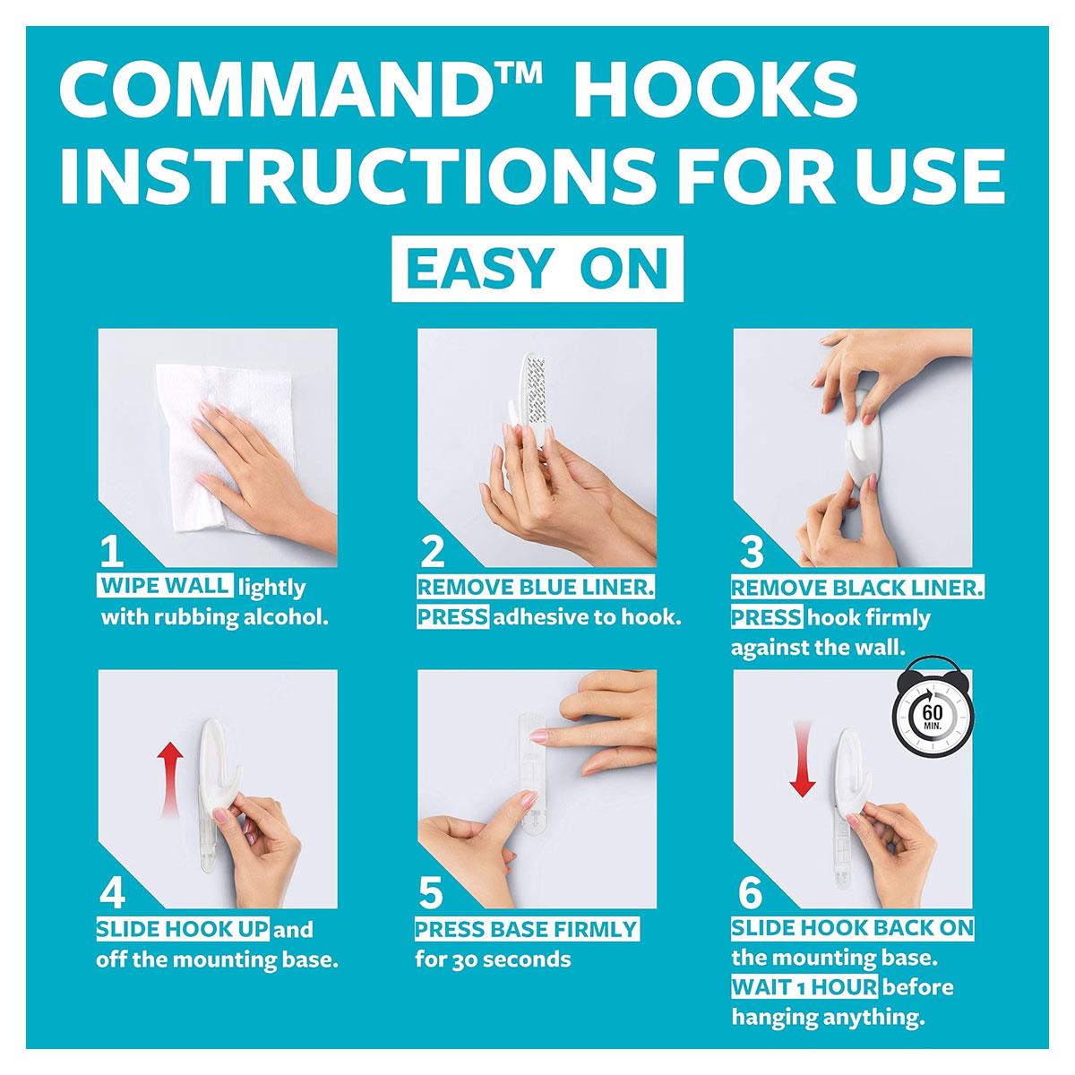 3M Command Bath Designer Hooks Medium White 2 Water Resistant Hooks with 4 Adhesive Strips 1.3kg Holding Power - Image 8