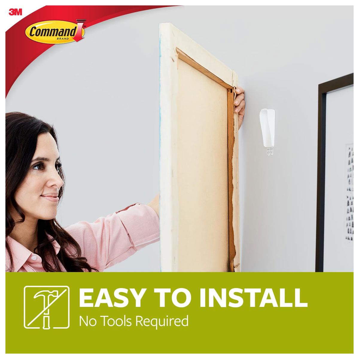 3M Command Large Canvas Hanger White 1 Hook with 2 Adhesive Strips 1.3kg Holding Power - Image 6