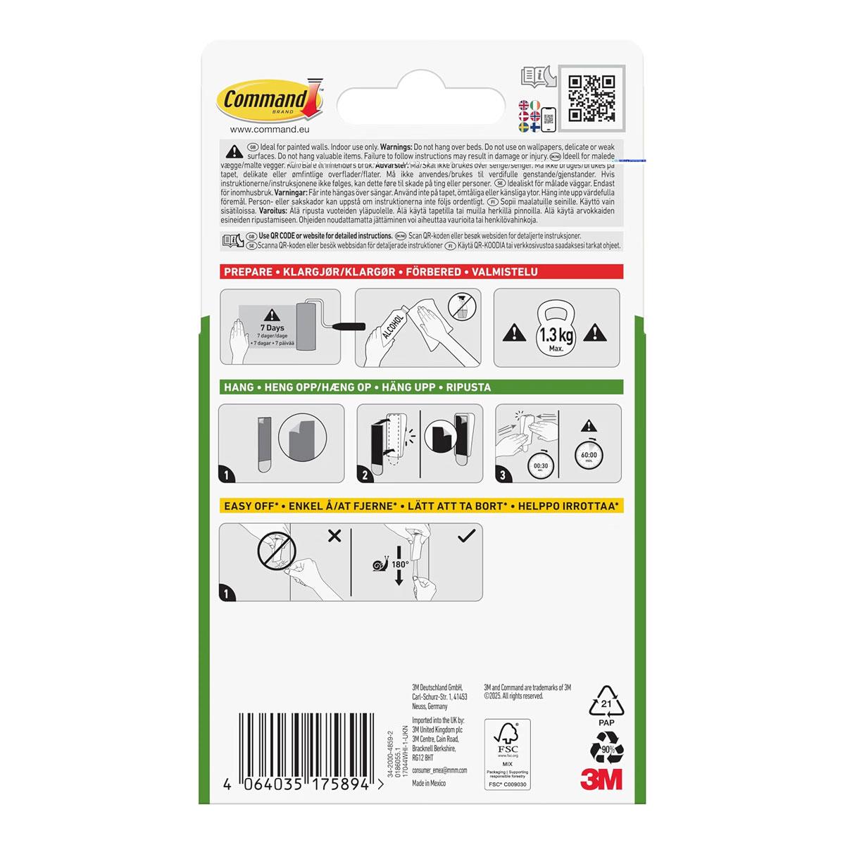 3M Command Large Canvas Hanger White 1 Hook with 2 Adhesive Strips 1.3kg Holding Power - Image 17