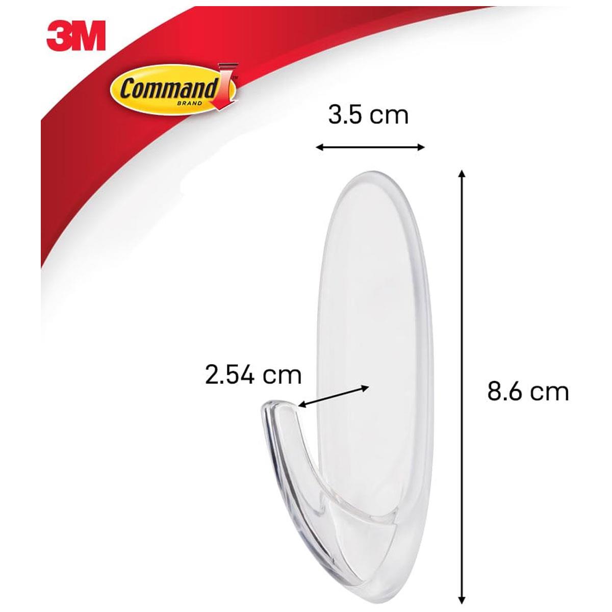 3M Command Hooks with Strips Large 1 Hook and 2 Large Strips 1.8 kg Holding Power Clear/Transparent - Image 4