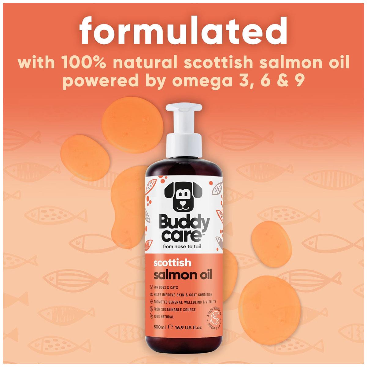 Buddycare Scottish Salmon Oil for Dogs & Cats Omega 3 Fish Oil Supplement Skin & Coat Support 500ml - Image 4