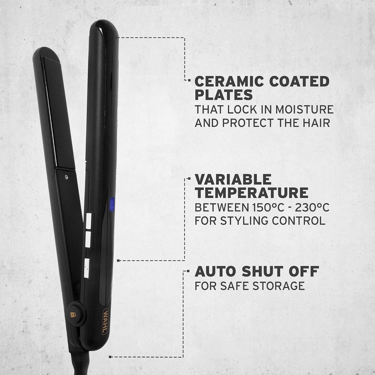 Wahl Afro Hair Straightener - Black Ceramic Flat Iron with Variable Temperature 150°C–230°C - Image 2