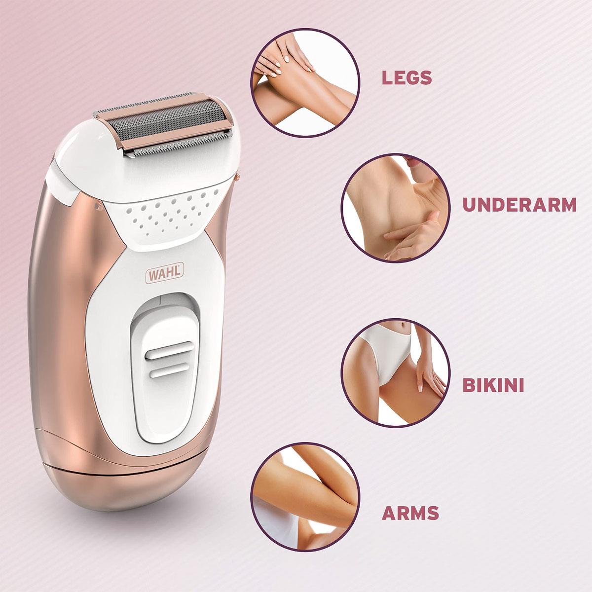 Wahl Rechargeable Showerproof Women's Electric Shaver - Pink & White Wet/Dry Travel Foil Razor - Image 3