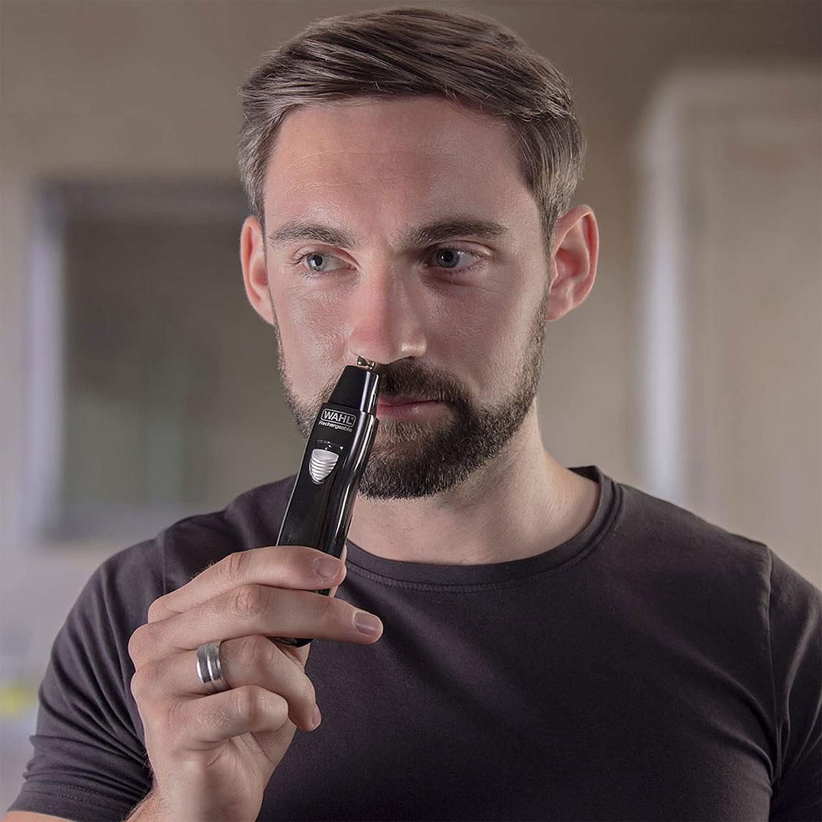 Wahl 3-in-1 Rechargeable Personal Trimmer Kit - Black Cordless Nose, Ear & Eyebrow Groomer - Image 4