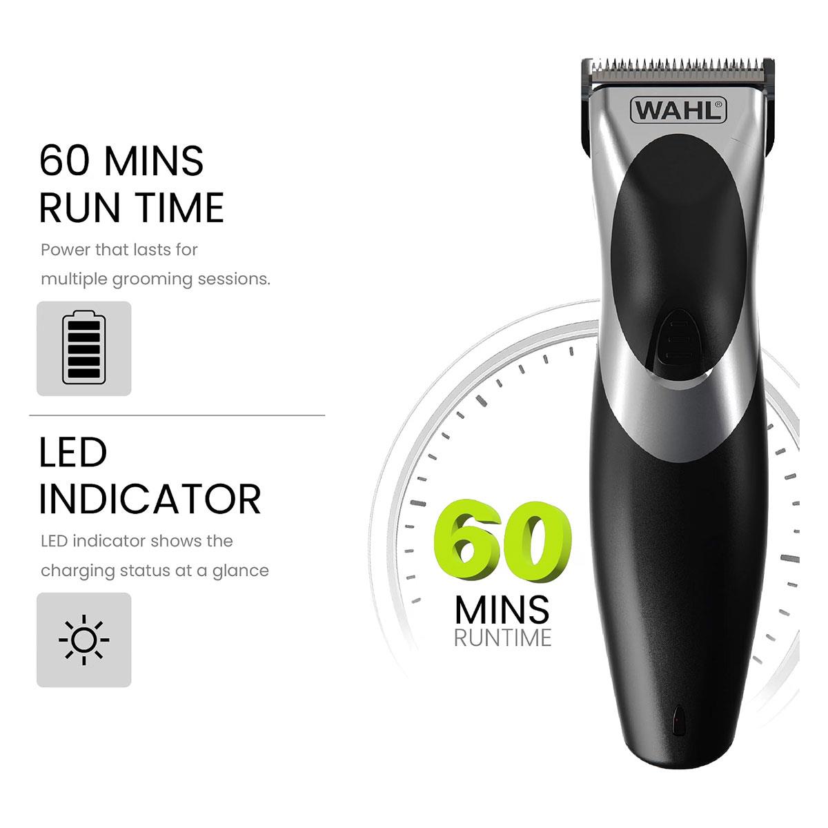 Wahl Cordless Rechargeable Hair Clipper Washable High Carbon Stainless Steel Blade Black Chrome 1 Pack - Image 2