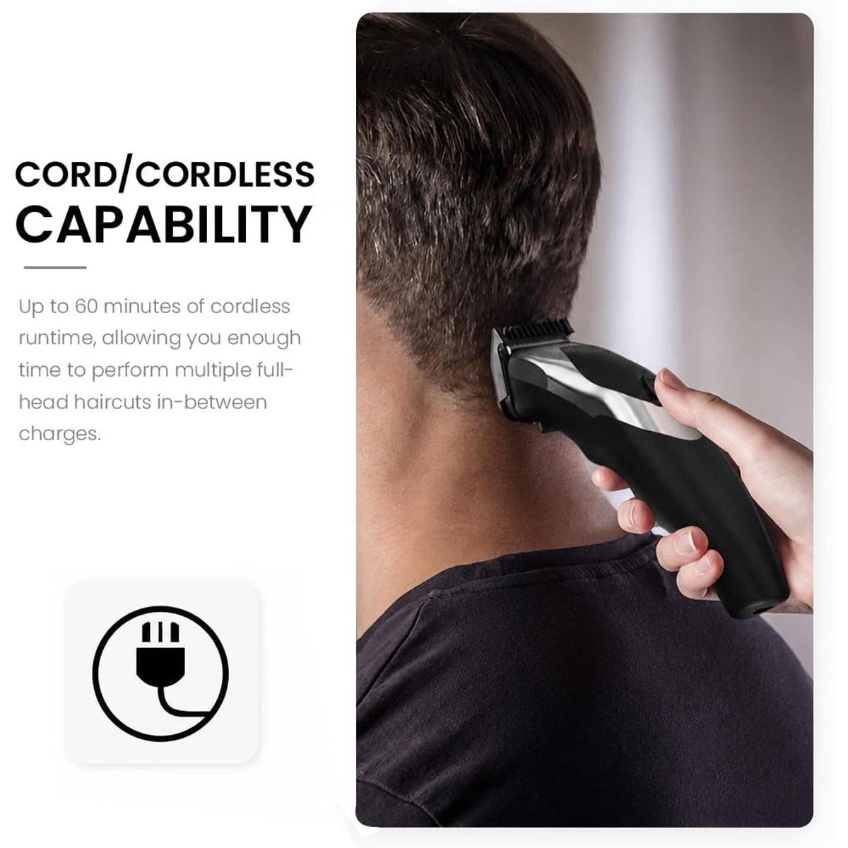 Wahl Cordless Rechargeable Hair Clipper Washable High Carbon Stainless Steel Blade Black Chrome 1 Pack - Image 3