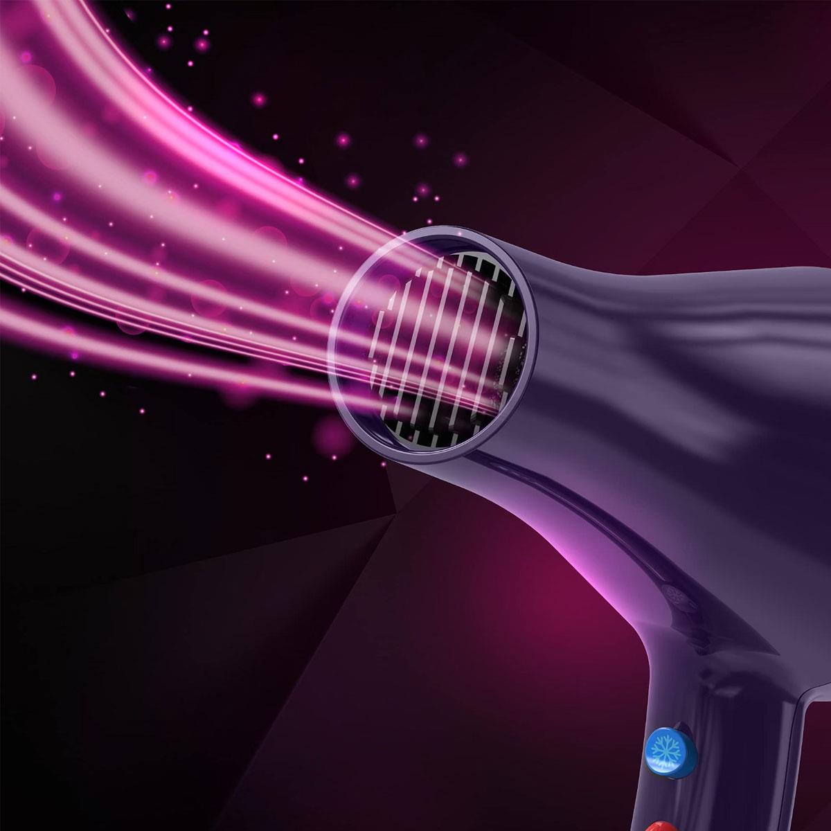 Wahl Ionic Style Hair Dryer Tourmaline Grille 2000W 3 Heat 2 Speed 2 Nozzles 3m Cable Purple - Image 4