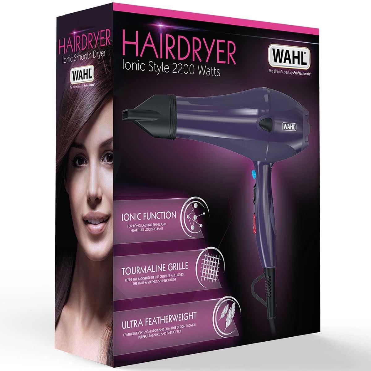 Wahl Ionic Style Hair Dryer Tourmaline Grille 2000W 3 Heat 2 Speed 2 Nozzles 3m Cable Purple - Image 7