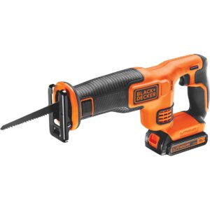 Black & Decker Cordless Reciprocating Saw 18V 1.5Ah Li-Ion Battery Powered Orange