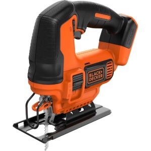 Black & Decker Cordless Pendulum Jigsaw 18V Bare Unit Tool-Free Blade Change Black Orange