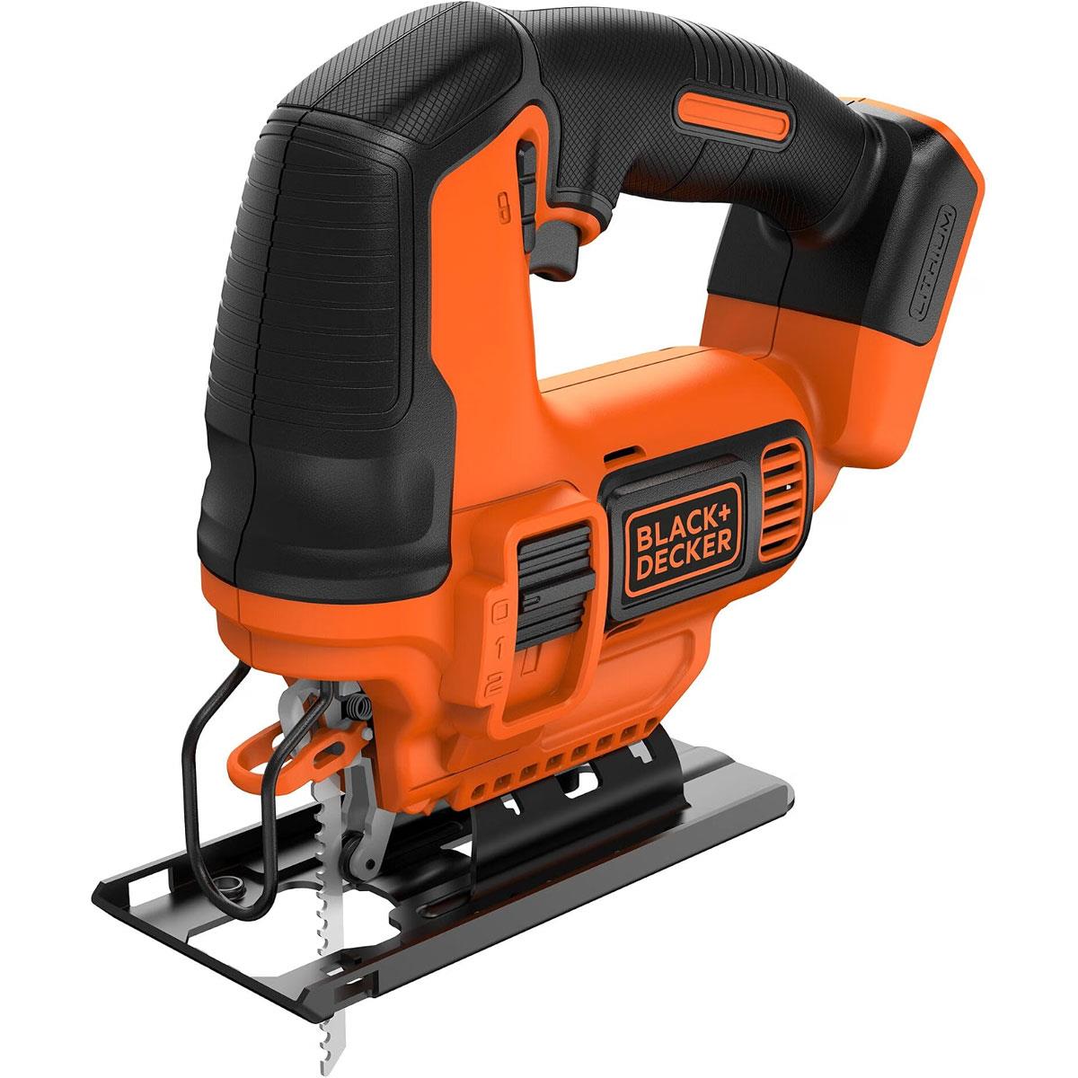 Black & Decker Cordless Pendulum Jigsaw 18V Bare Unit Tool-Free Blade Change Black Orange
